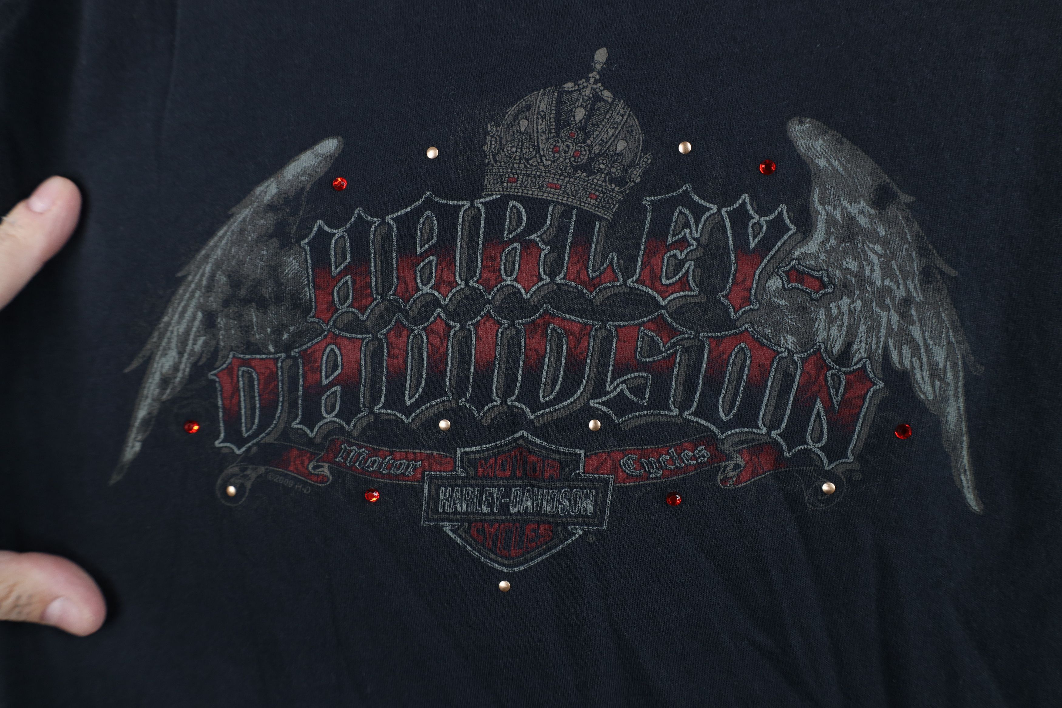 Harley Davidson Vintage Y2K Harley Davidson 3/4 Sleeve Sequin Wings T-Shirt Size L / US 10 / IT 46 - 4 Thumbnail