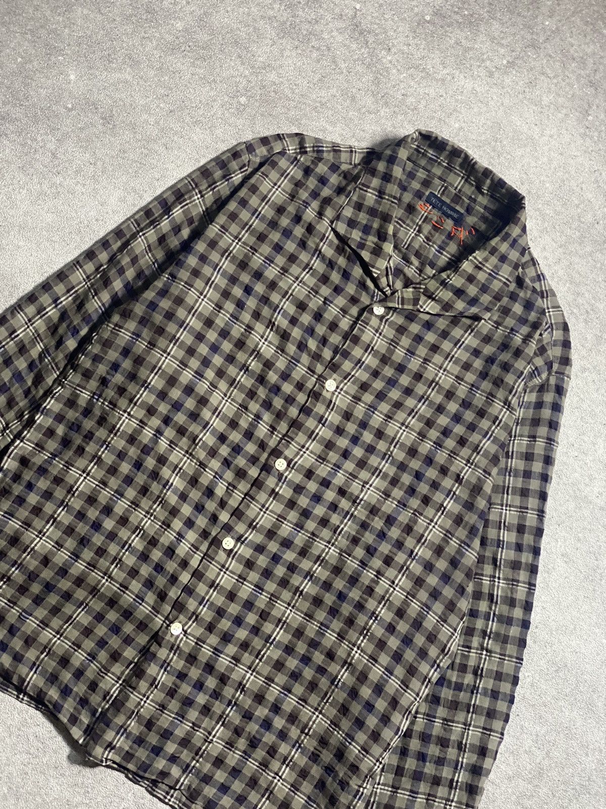 Issey Miyake Tete Homme Vintage Open Collar Tartan Shirt Size US M / EU 48-50 / 2 - 2 Thumbnail