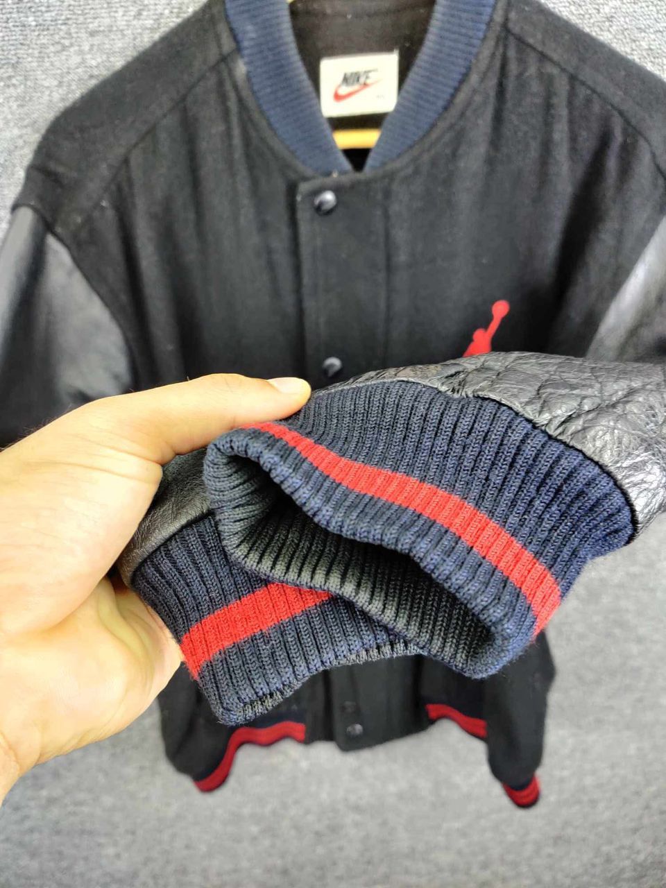Nike Nice❗ Vintage Nike Air Jordan Wool Varsity Leather Jacket Size US XL / EU 56 / 4 - 11 Thumbnail