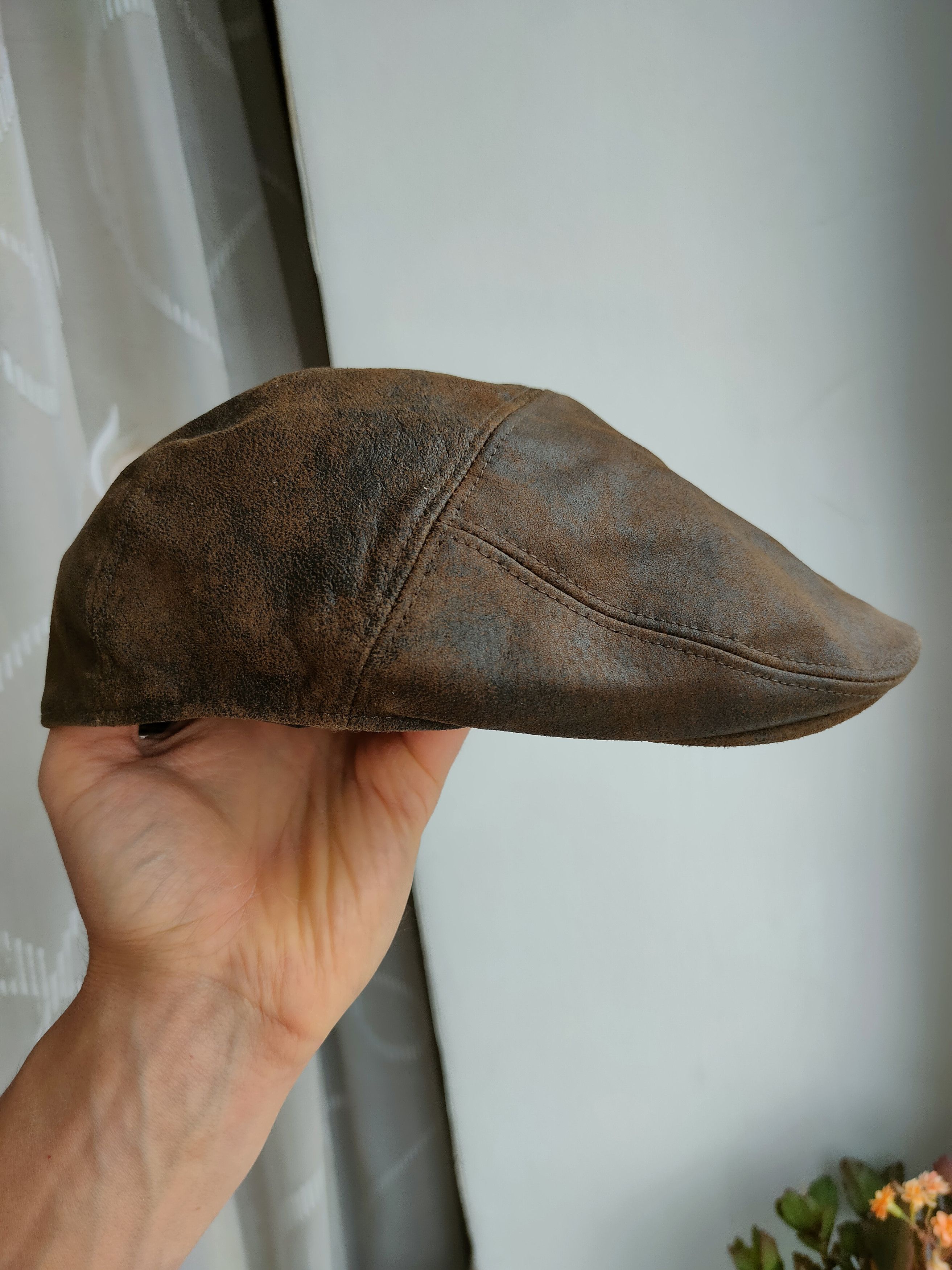 Genuine Leather Eureka Stokade vintage leather cap hat cartouche flat cap Size ONE SIZE - 5 Thumbnail