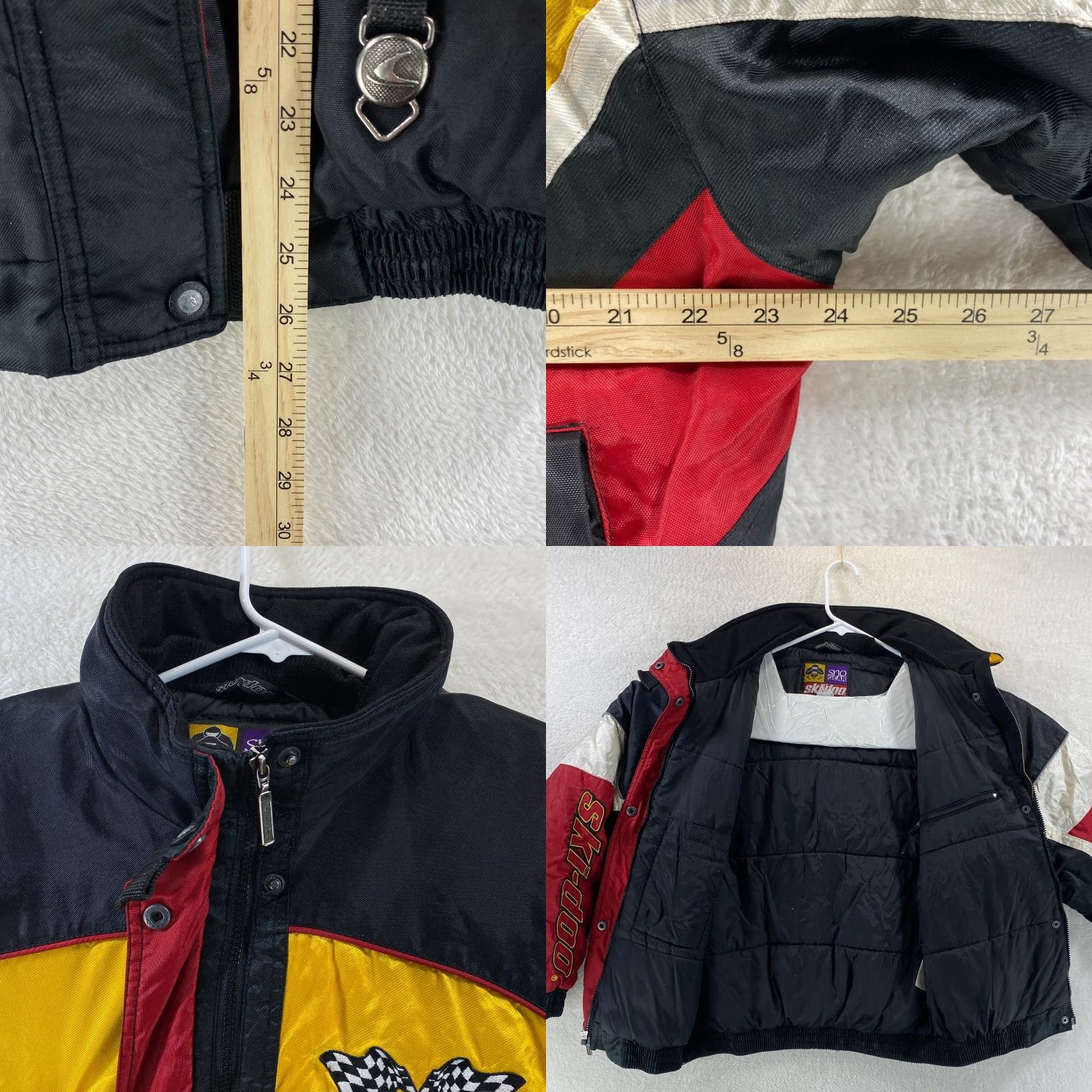 Vintage VINTAGE Ski-Doo Racing Bomber Jacket Coat Shirt Men M Red Black Yellow White VTG 90s Snowmobile Pattern Racing Pockets Zippered Size US M / EU 48-50 / 2 - 8 Thumbnail