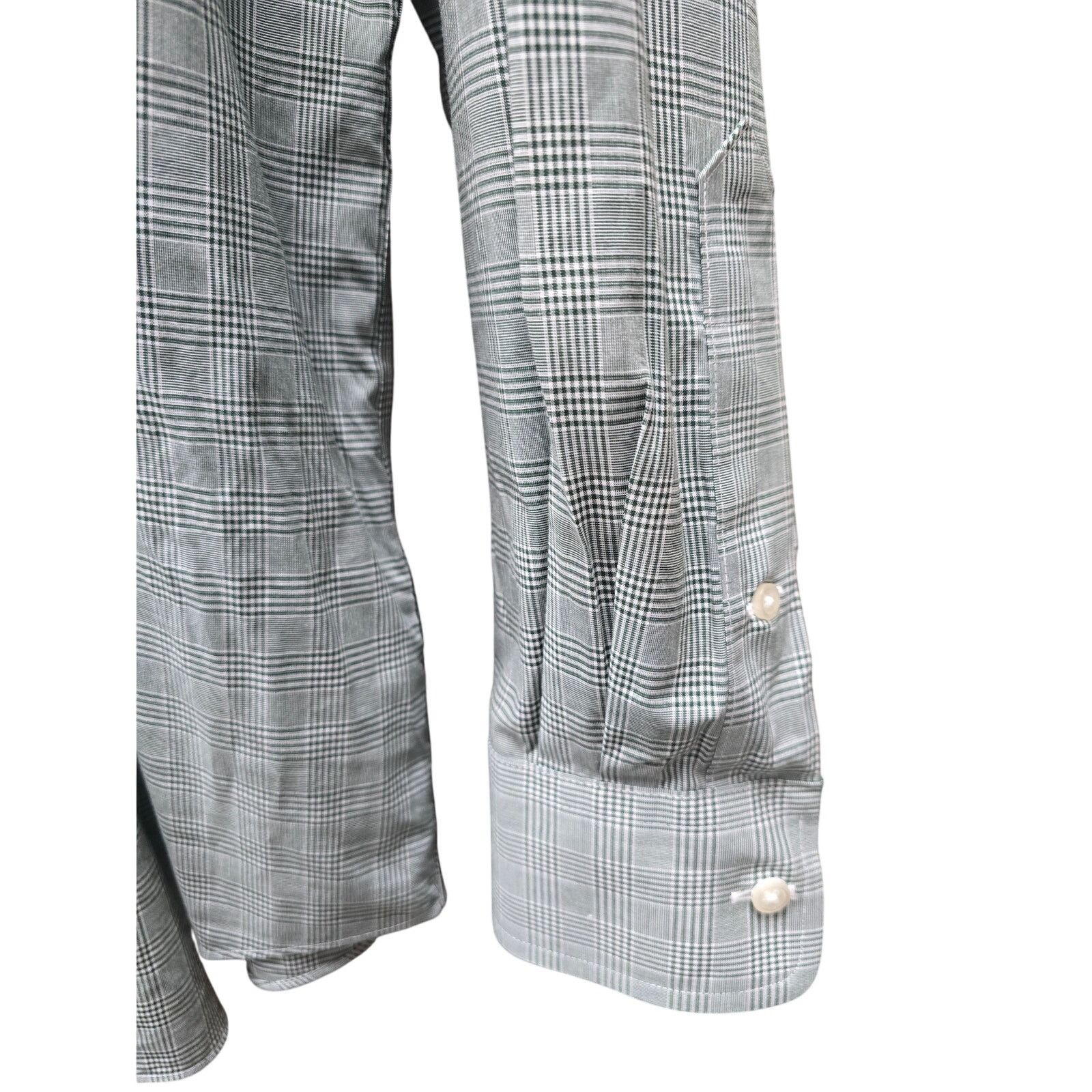 Paul Fredrick Paul Fredrick Plaid Dress Shirt, Green & White, 17 1/2 x 37 Size US XXL / EU 58 / 5 - 3 Thumbnail