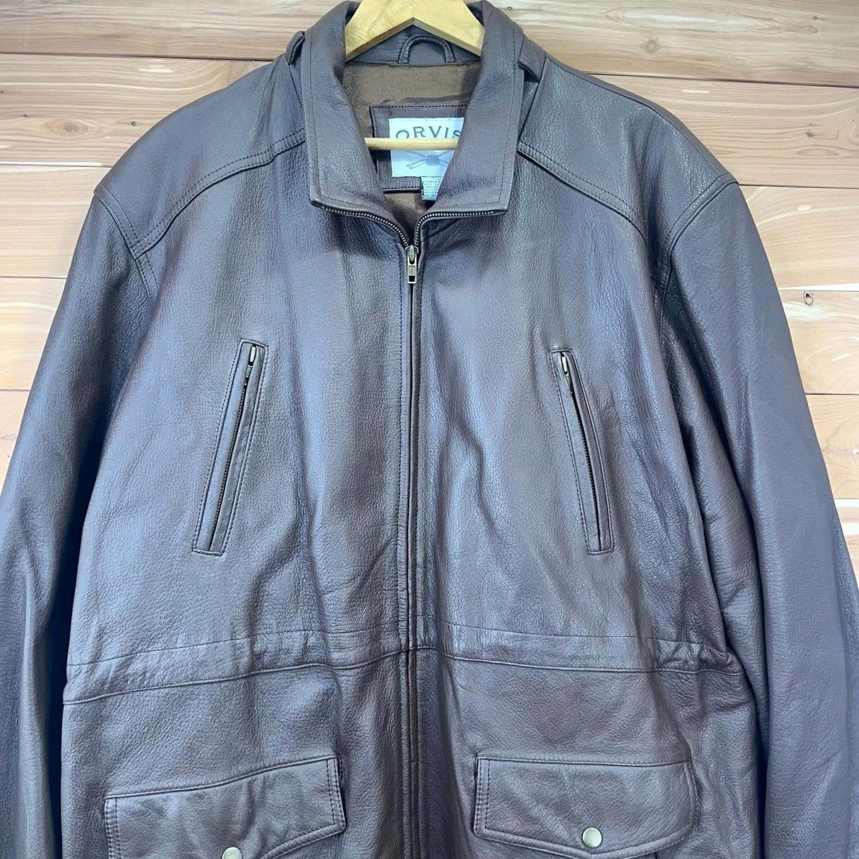 Orvis Orvis Leather Jacket Long Trench Coat Hooded Parka Adjustable Waist Men's L Brown Zip Size US L / EU 52-54 / 3 - 2 Thumbnail