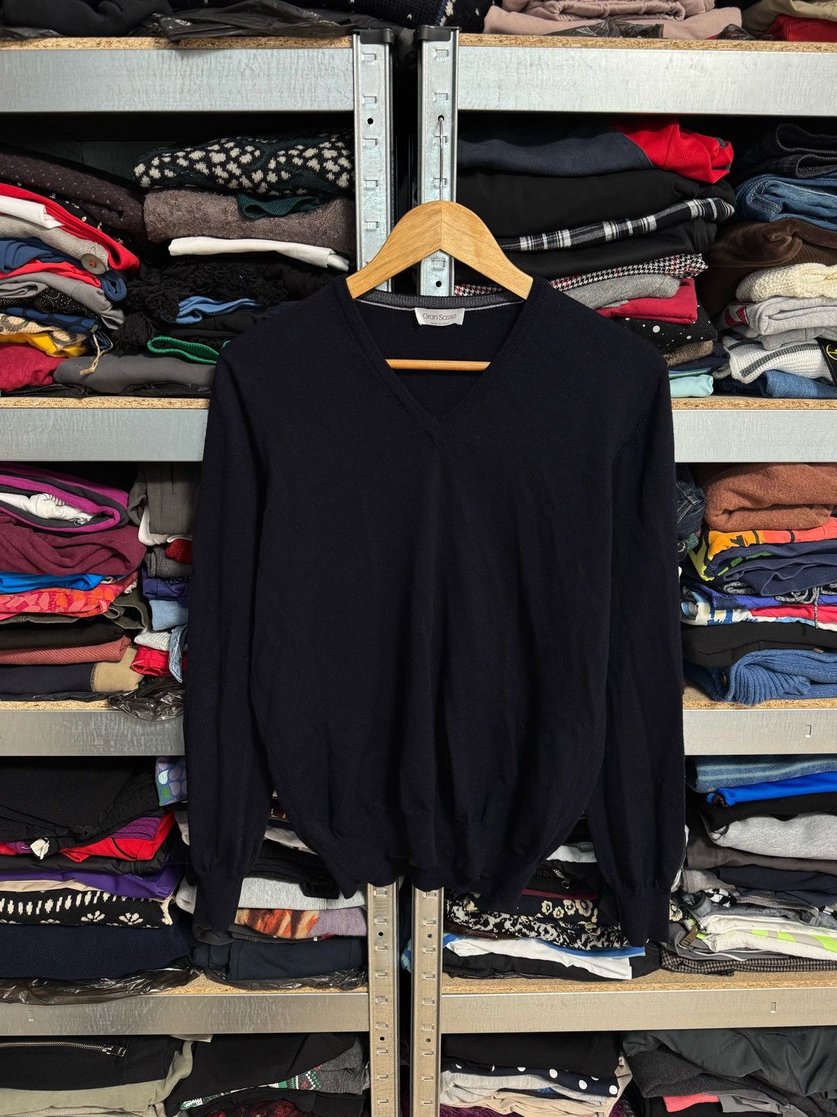 Gran Sasso Mens Gran Sasso Virgin Wool V Neck Sweater Pullover Size 50 Size US M / EU 48-50 / 2 - 1 Thumbnail