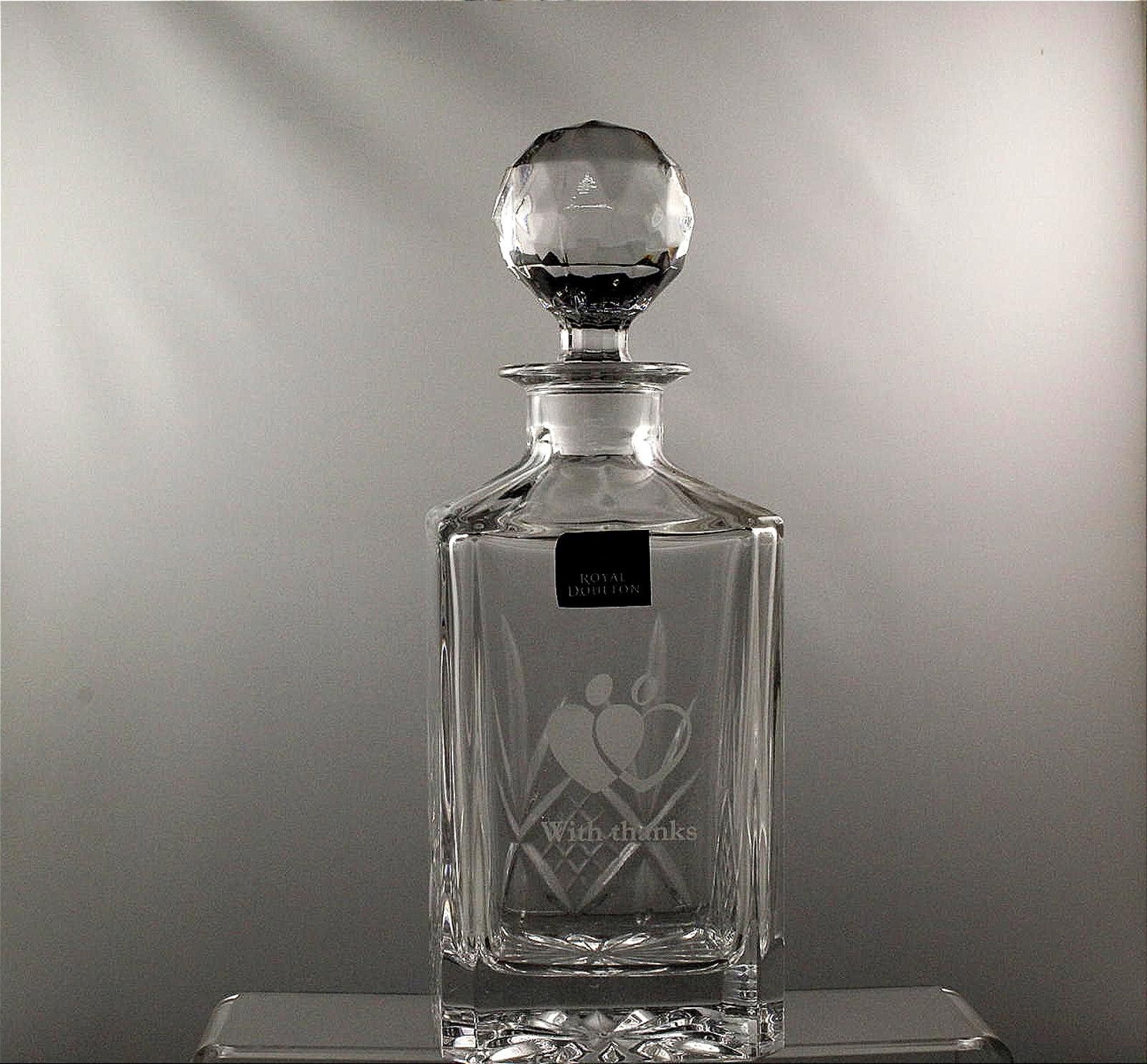 Other Royal Dalton Crystal Glass Decanter with Etched Thanks -10" Size ONE SIZE - 2 Thumbnail