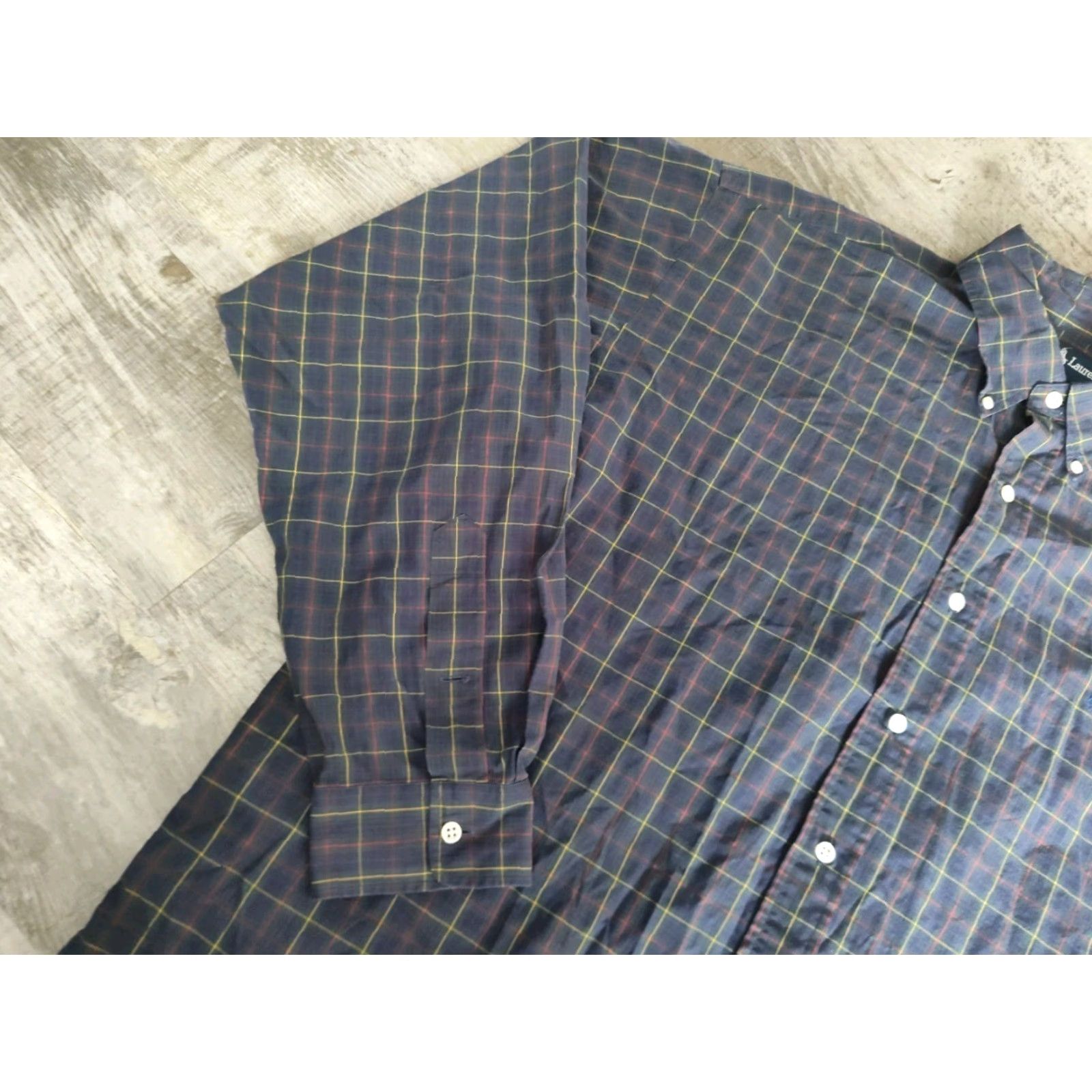 Polo Ralph Lauren VINTAGE Polo Ralph Lauren Men's XL Long Sleeve Plaid Button-Up Shirt Blue Green Casual Business Travel Size US XL / EU 56 / 4 - 3 Thumbnail