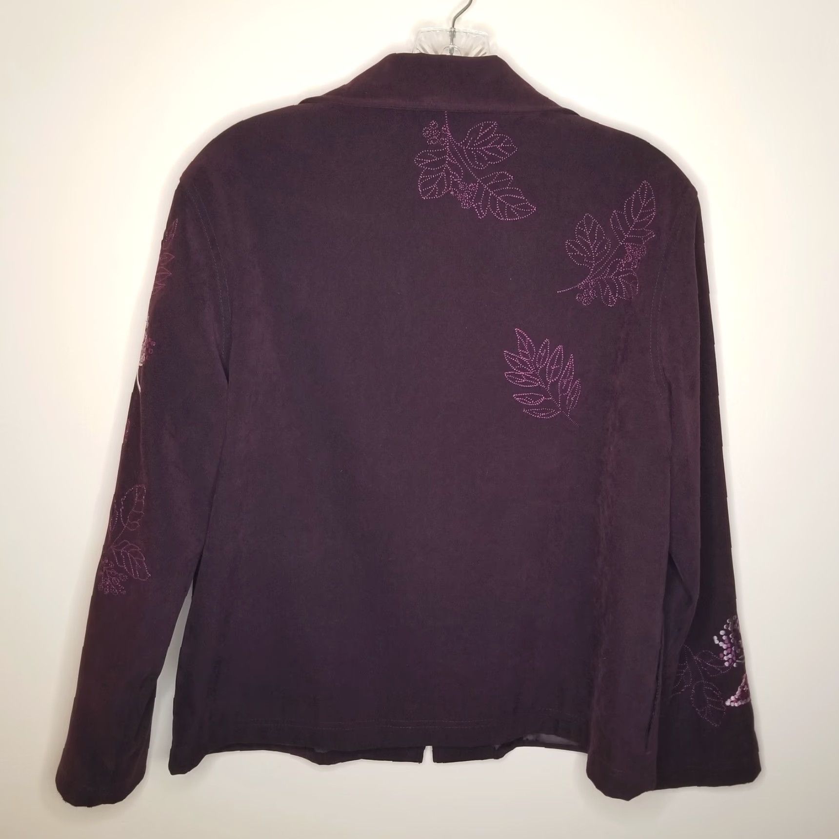 Vintage Allison Daley Jacket Women Petite 8P Purple Floral Full Zip Long Sleeve Size 8P Womens Size M / US 6-8 / IT 42-44 - 4 Thumbnail