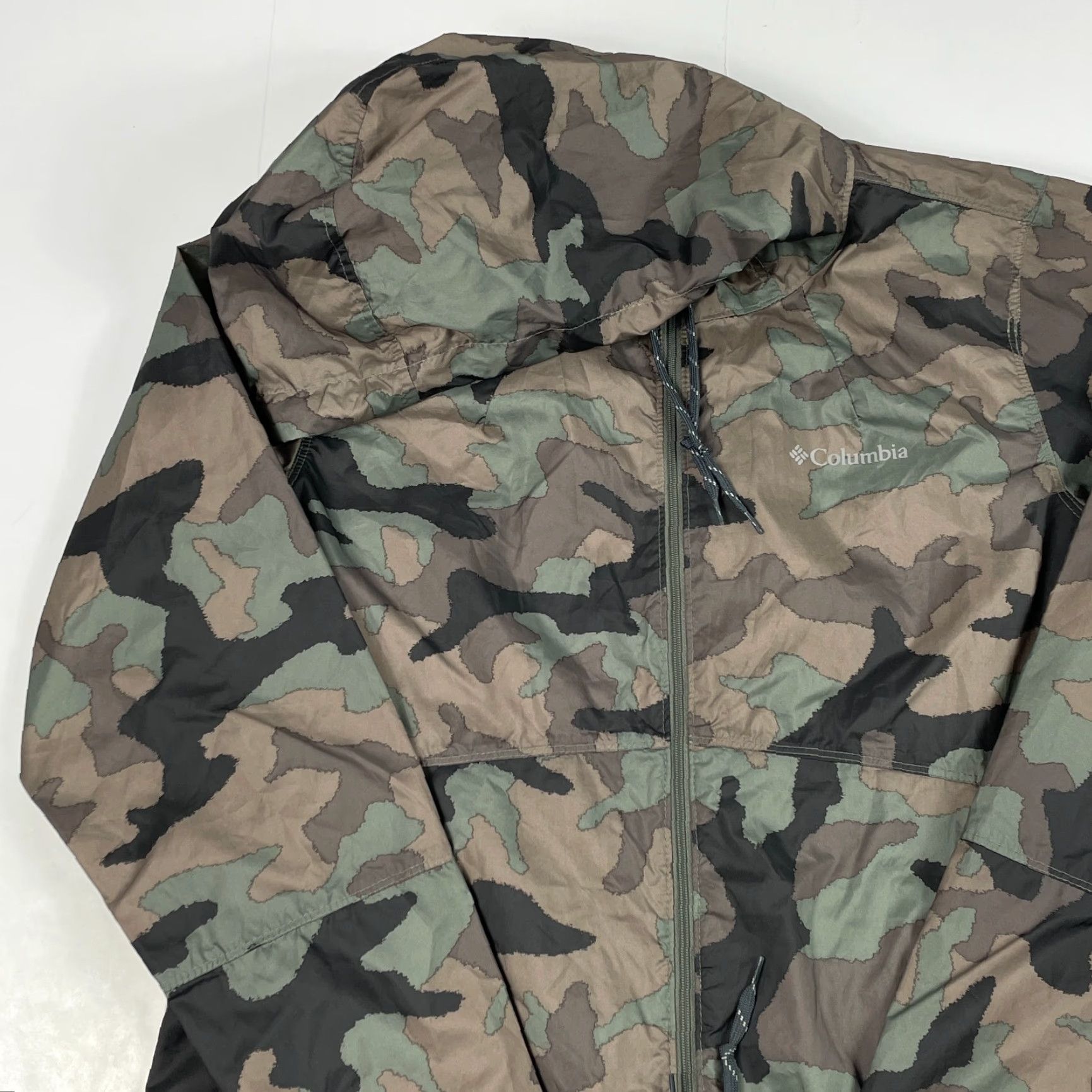 Vintage Columbia Jacket Women Medium Brown Camouflage Full Zip Hooded Windbreaker Pockets Water Resistant Logo Size M / US 6-8 / IT 42-44 - 2 Thumbnail