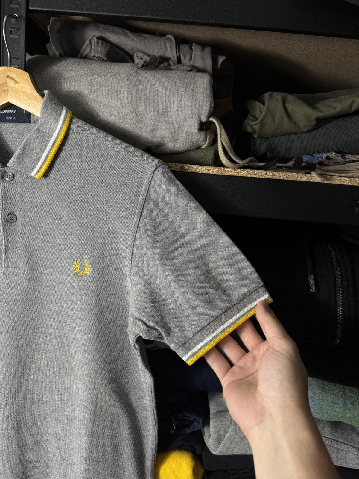 Fred Perry Fred Perry Twin Tipped Polo Shirt Grey Yellow Slim Fit Size US S / EU 44-46 / 1 - 4 Thumbnail