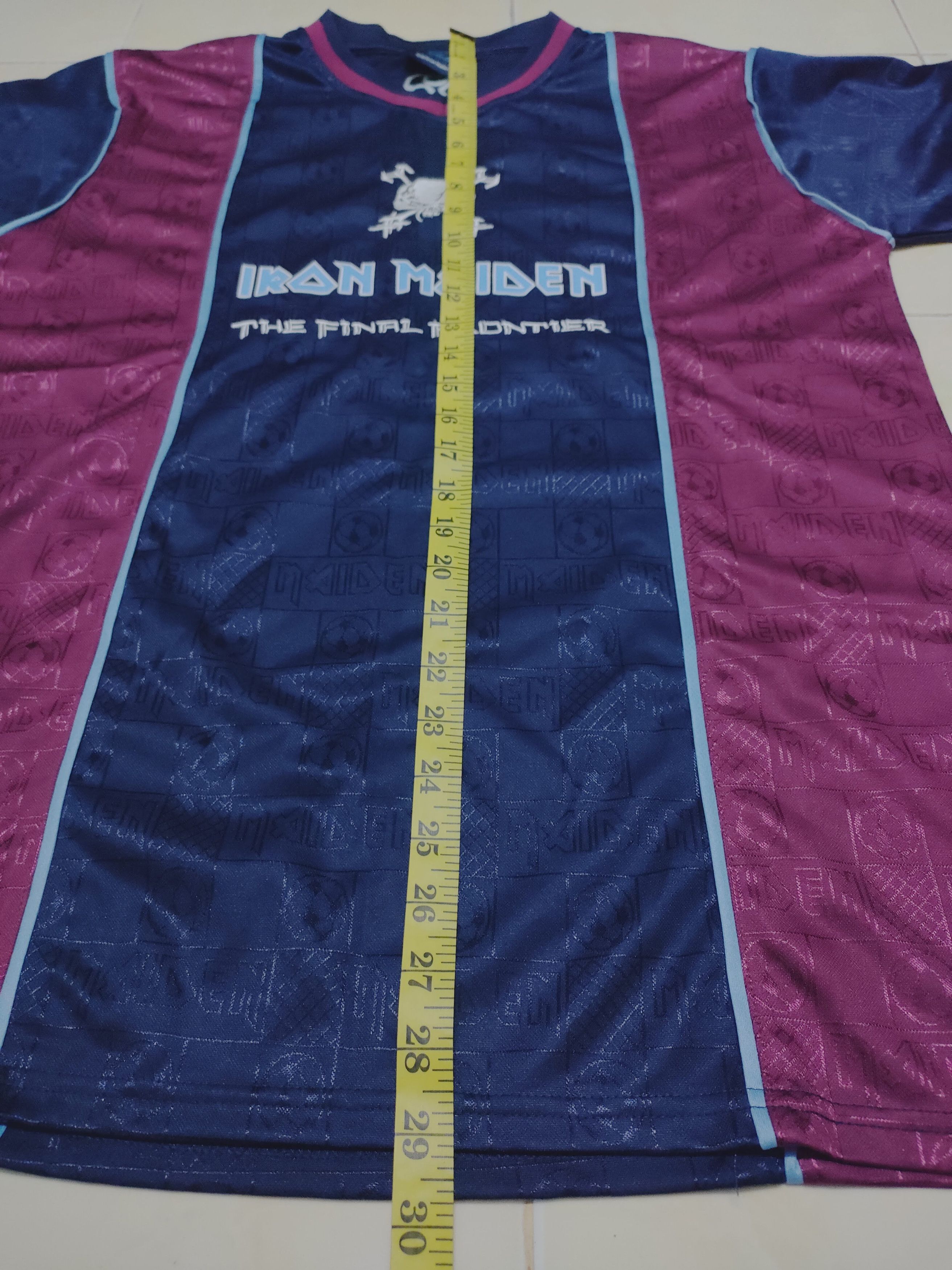 Band Tees × Iron Maiden × Vintage Vintage Iron Maiden Football Retro Final Frontier Jersey Tee Size US L / EU 52-54 / 3 - 7 Thumbnail