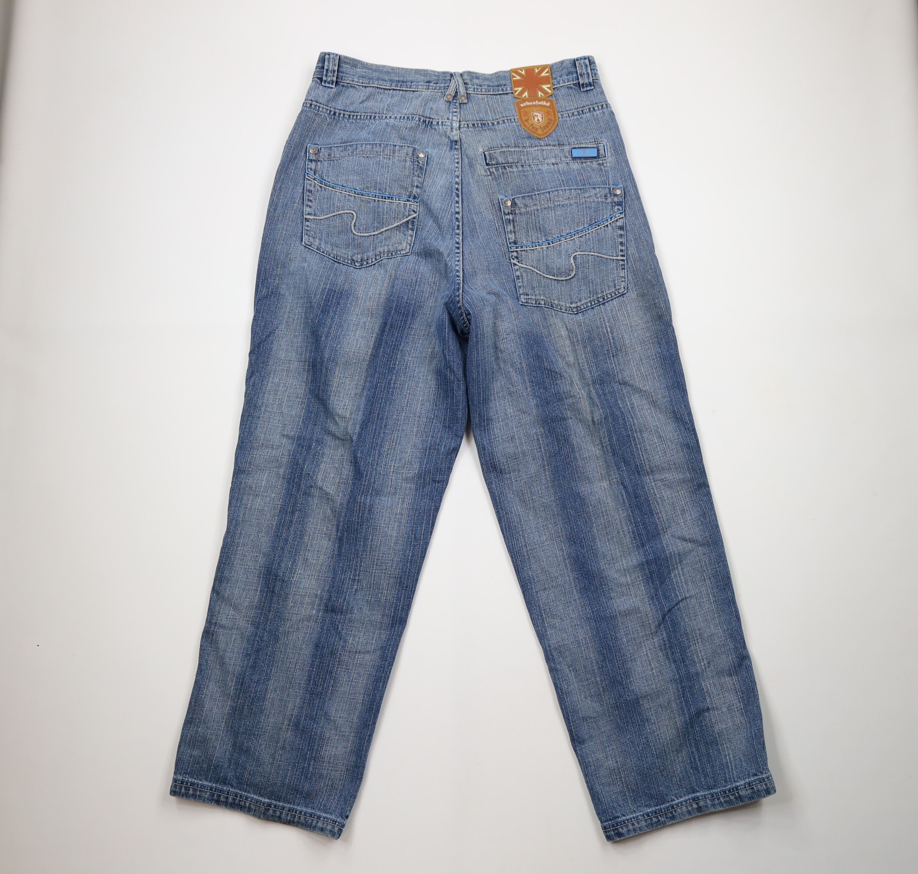 Vintage Vintage 90s Y2K Streetwear Wide Leg Denim Jeans Blue Cotton Size US 36 / EU 52 - 9 Thumbnail