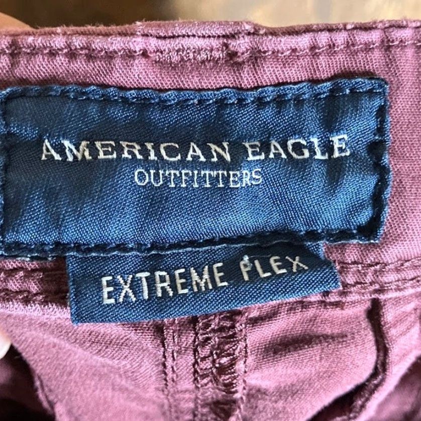 American Eagle Outfitters American Eagle Mens Pants Slim 28x34 Chino Cotton Blend Stretch Burgundy Red Regular Rise Mid Front Flat Front Workwear Casual Mens Size US 28 / EU 44 - 4 Thumbnail