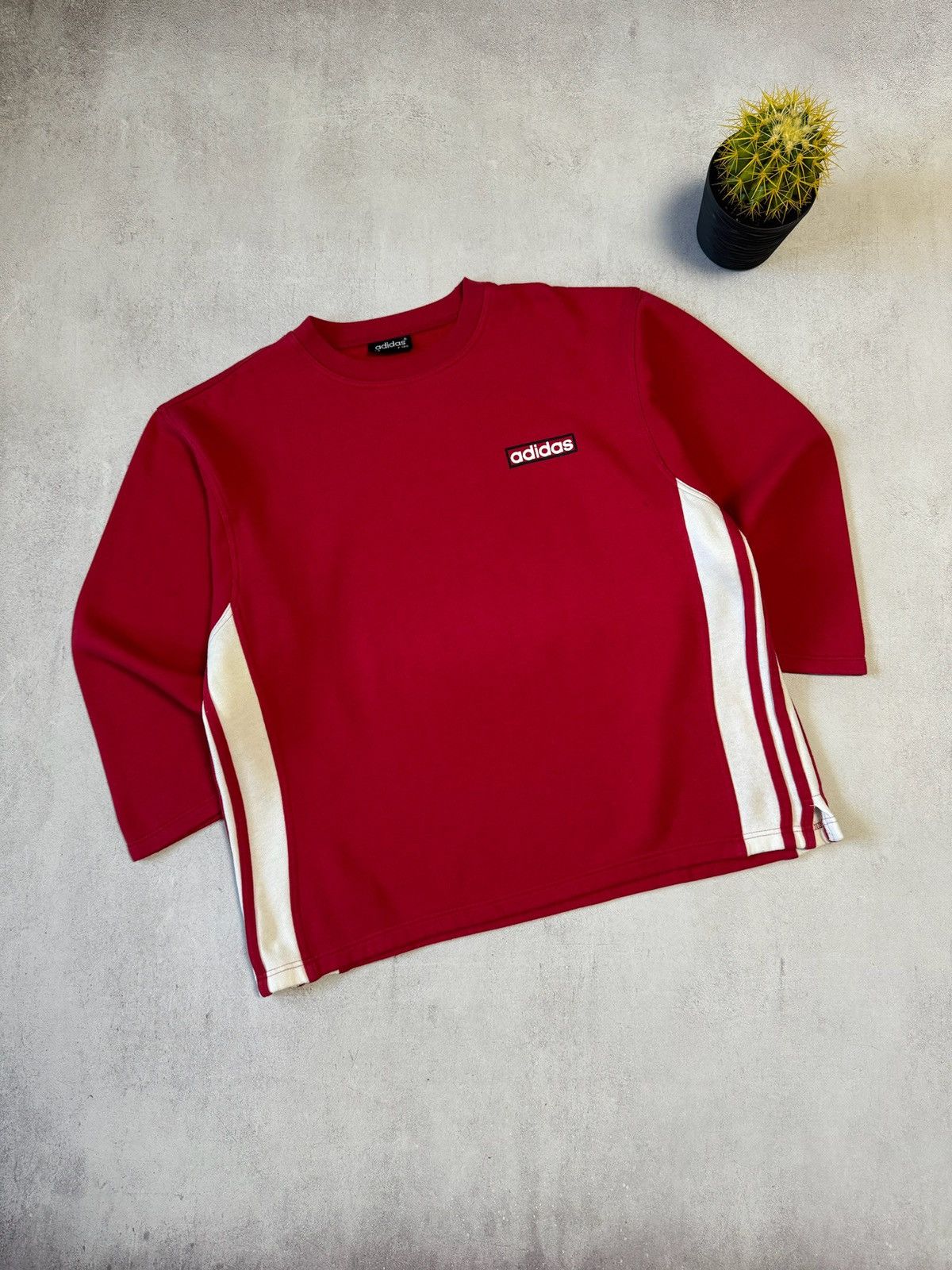 Adidas × Vintage Vintage Adidas Sweatshirt Three Stripes Big Logo Baggy 90s Size US M / EU 48-50 / 2 - 3 Thumbnail