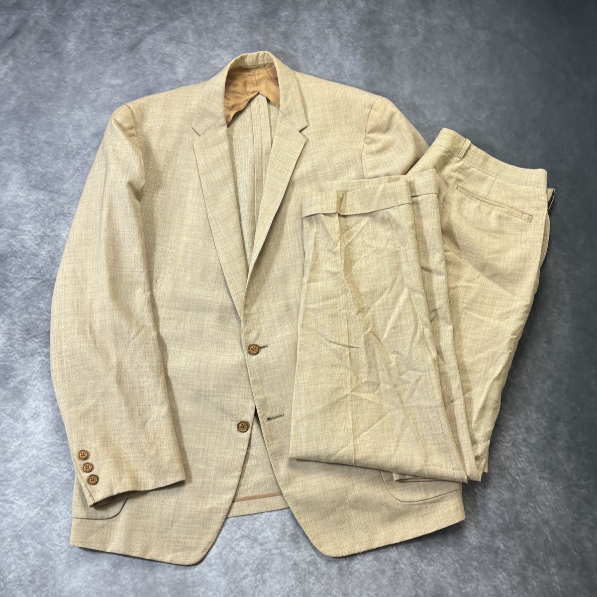 Vintage 1960s Wool Suit 70s Vintage Two Piece Suit Large Scotts US Size 42R - 2 Thumbnail