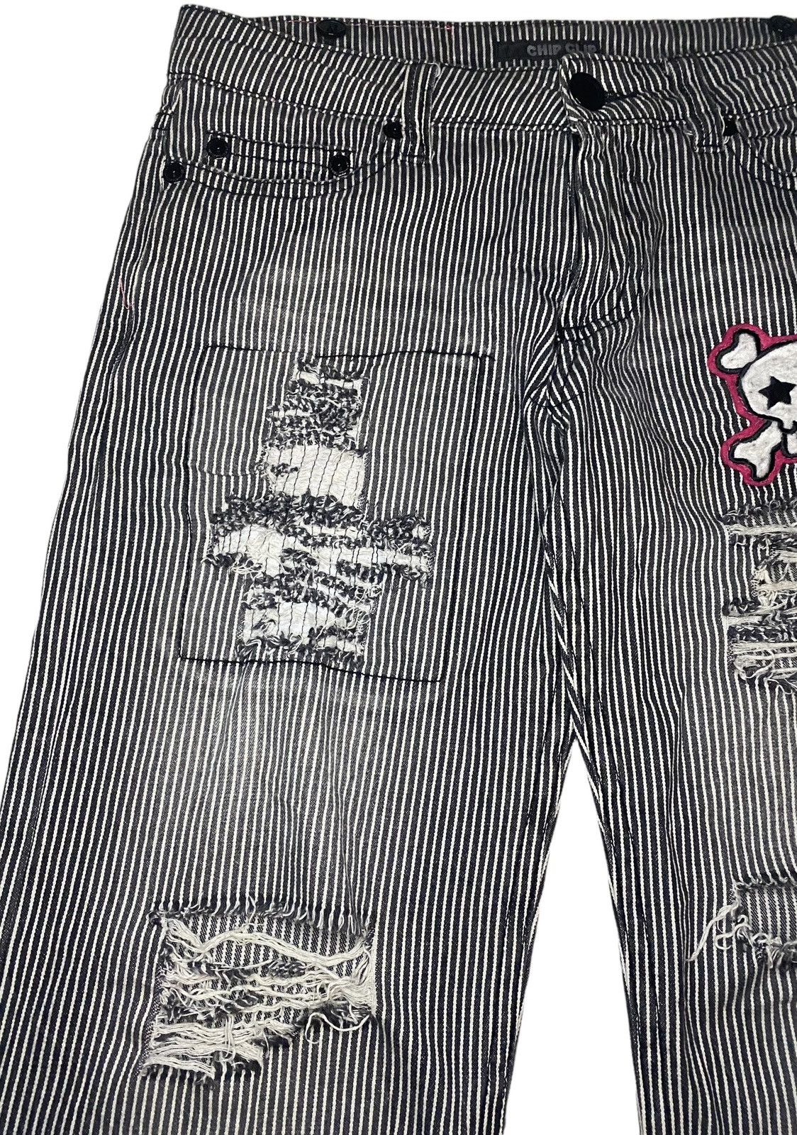 14th Addiction Japanese Brand Chip Clip Distressed Hickory Stripe Pant Size US 33 - 4 Thumbnail