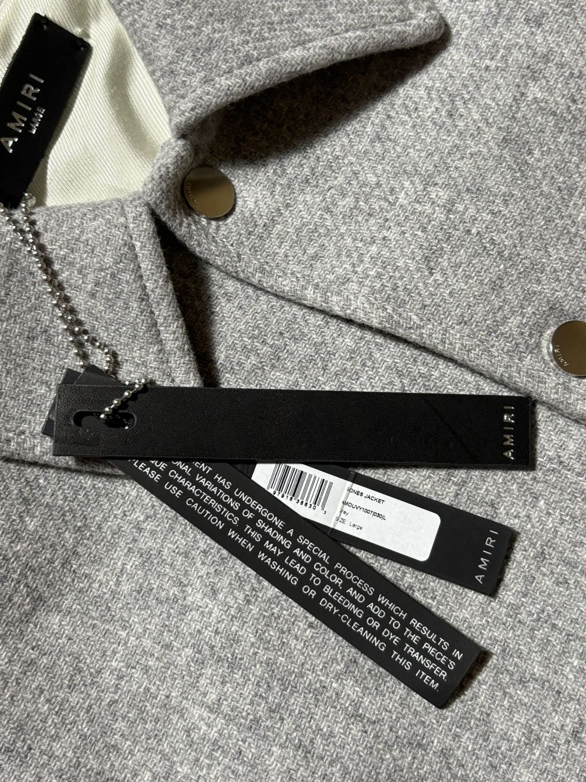 Amiri Amiri Gray/Beige Bones Varsity Jacket - Large Size US L / EU 52-54 / 3 - 6 Thumbnail