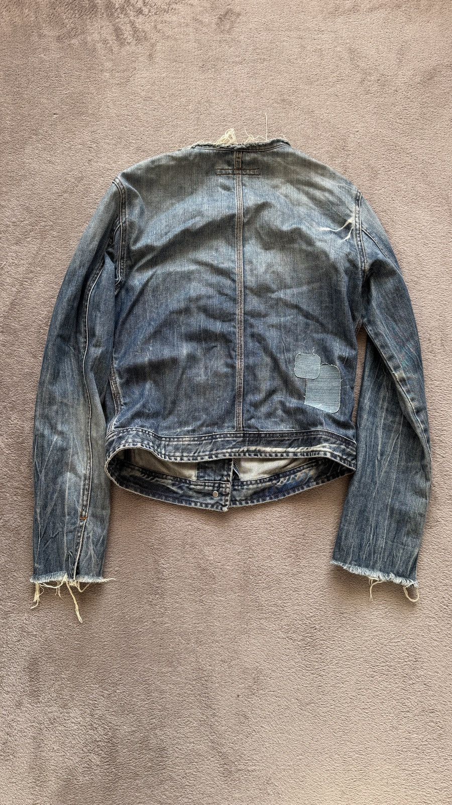 DKNY Vintage 00s Distressed Mudwash Dirty Jeans Jacket y2k lgb Size M / US 6-8 / IT 42-44 - 4 Thumbnail