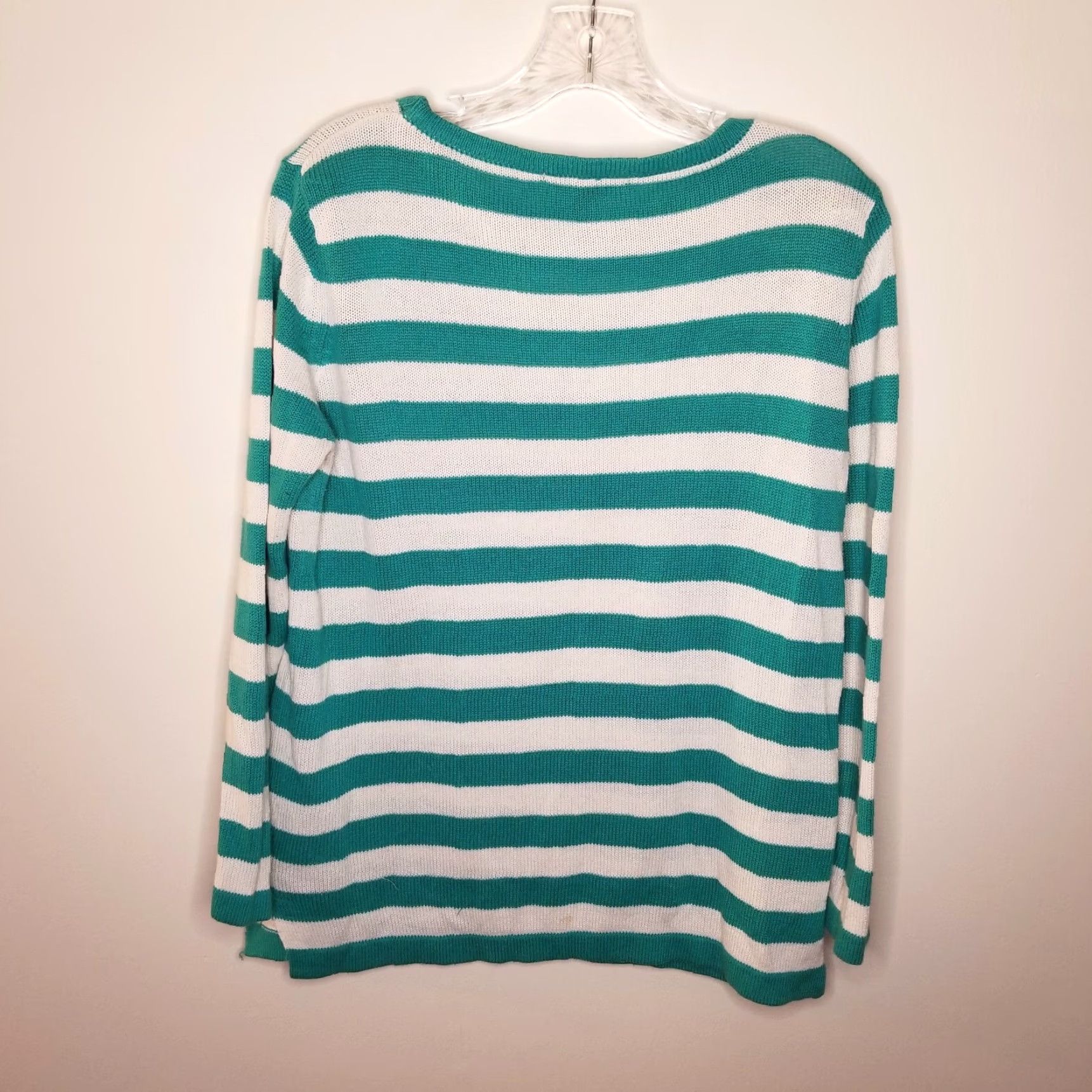 Forever 21 FOREVER 21 Womens Long Sleeve Green Striped Pullover Sweater Size M Size M / US 6-8 / IT 42-44 - 4 Thumbnail