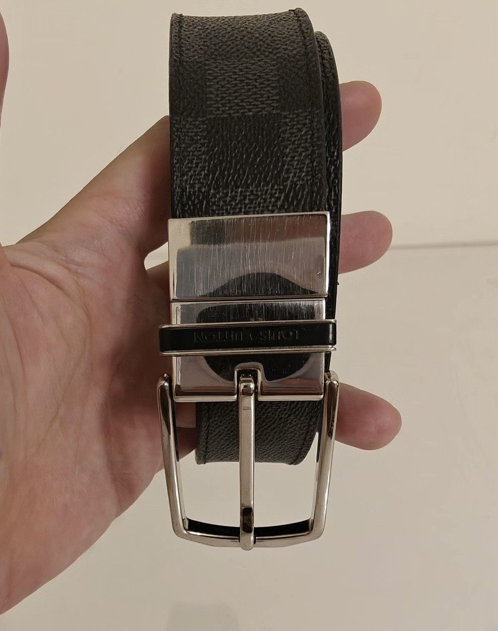 Louis Vuitton LOUIS VUITTON Black Damier Graphite Belt Size ONE SIZE - 2 Thumbnail