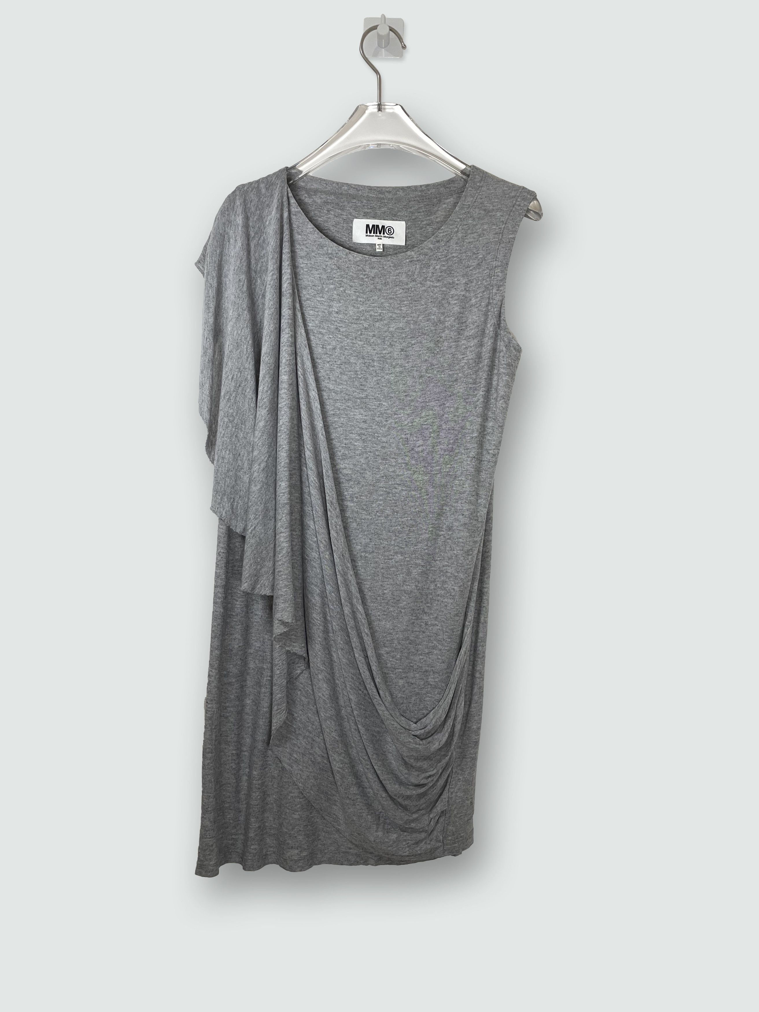 MM6 Grey Jersey Drape Detail Dress | Sz Small Size S / US 4 / IT 40 - 1 Thumbnail