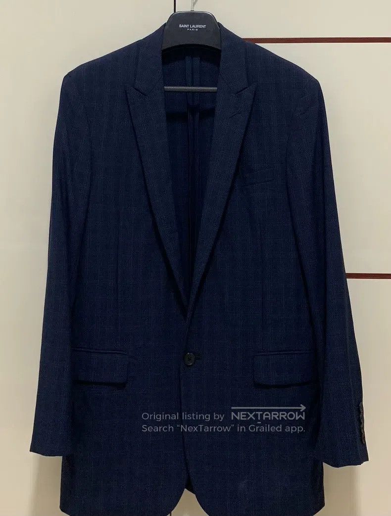 Saint Laurent Paris Saint Laurent Paris Gun Collar Blue Plaid Cashmere Suit Size US S / EU 44-46 / 1 - 1 Thumbnail