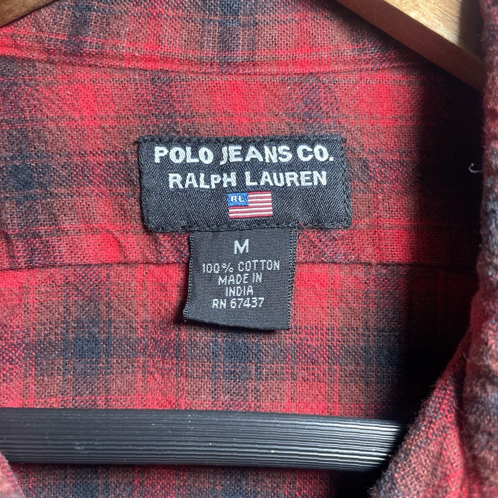 Vintage VTG Polo Jeans Co Button-Up Shirt Black Red Plaid Long Sleeve Mens M Size US M / EU 48-50 / 2 - 5 Thumbnail