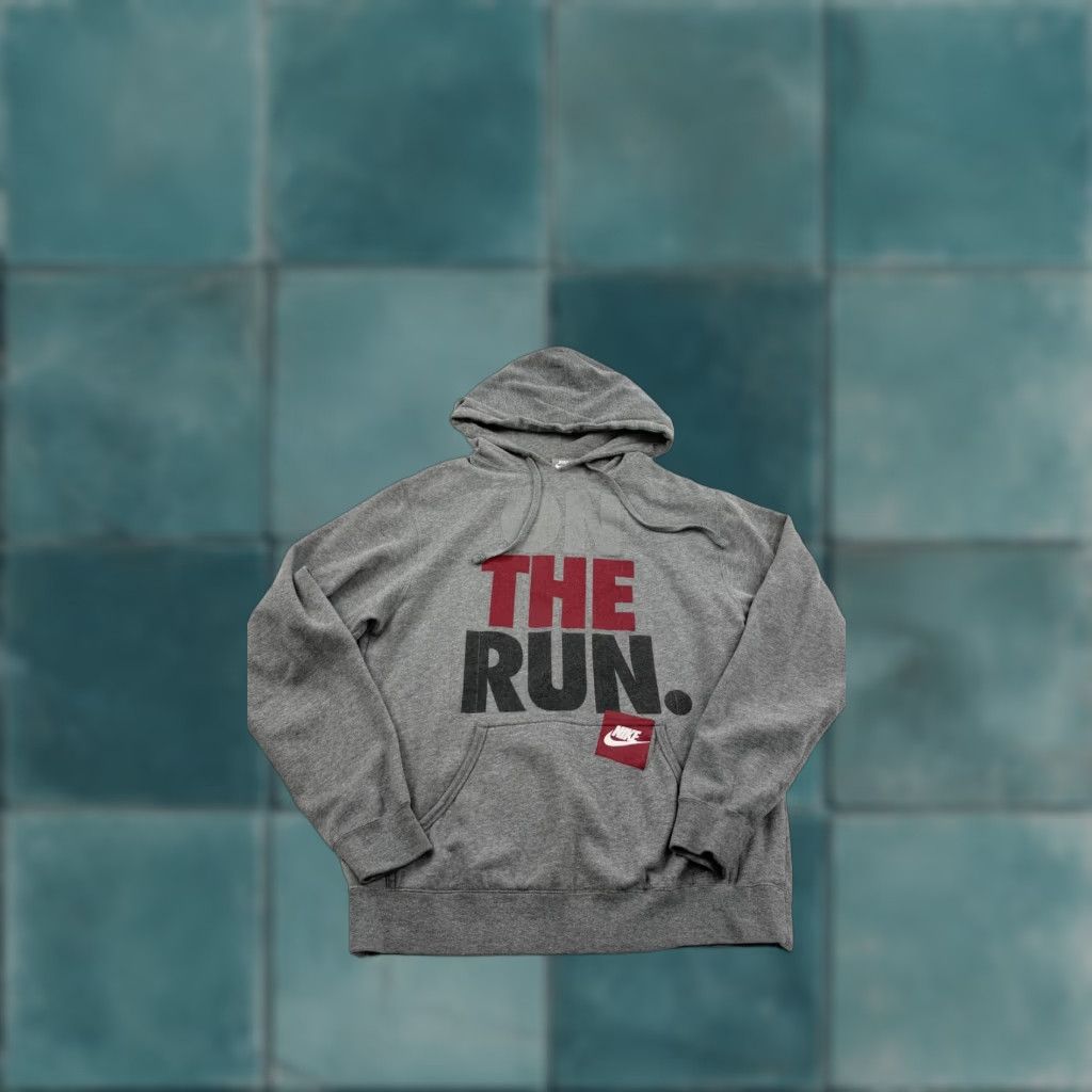 Nike VINTAGE Nike Hoodie Mens Small Gray THE RUN Pullover Sweatshirt Sportswear Size US S / EU 44-46 / 1 - 1 Thumbnail