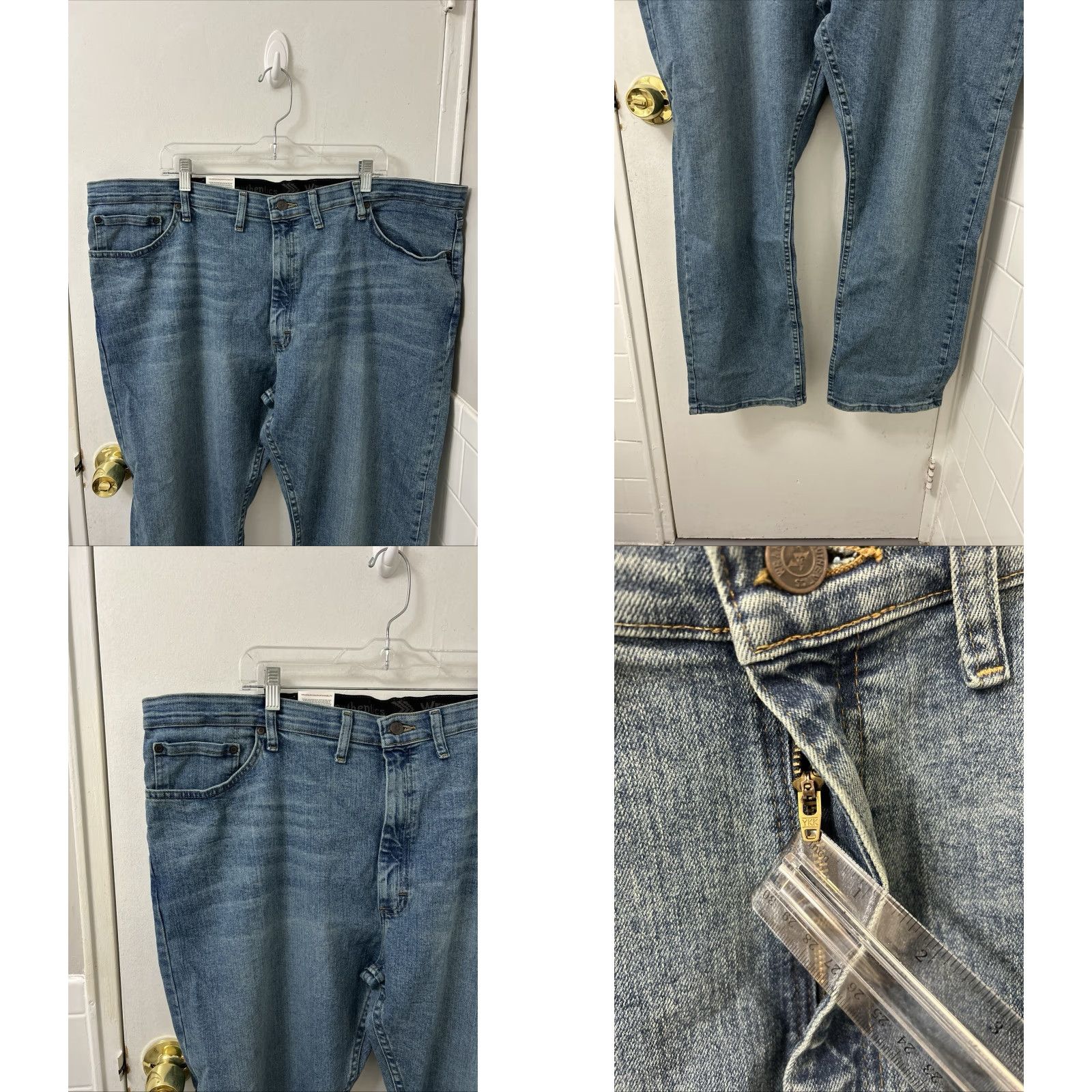 Wrangler Wrangler Authentics Jeans Mens 46x30 Light Wash Straight Leg NWT Stretch Denim 5-Pocket Zipper Button Cotton Blend Medium Wash Size US 30 / EU 46 - 8 Thumbnail