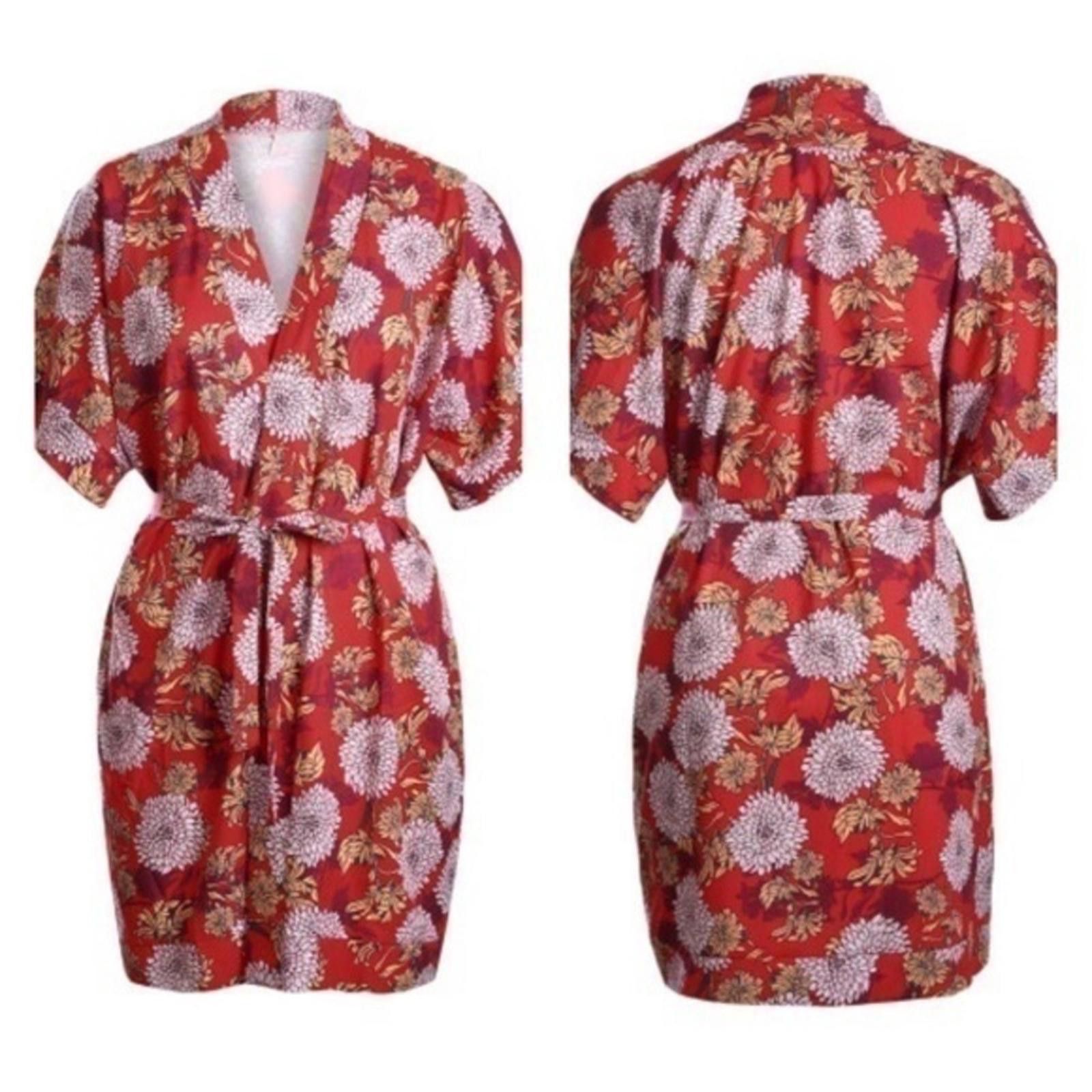 Designer Kimono Flora Boho Dress With Tie Sleeves Mini Hem NWT Size M / US 6-8 / IT 42-44 - 5 Thumbnail