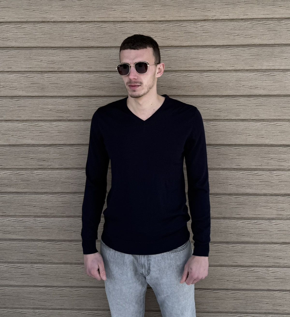 Suitsupply Suitsupply Mens M Merino Wool V Neck Sweater Pullover Navy Size US M / EU 48-50 / 2 - 1 Thumbnail