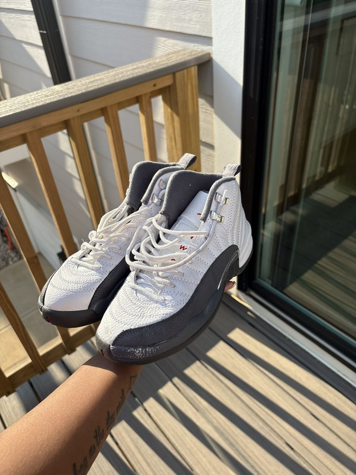 Jordan Brand Jordan 12 Retro White Dark Grey Size US 6.5 / EU 39-40 - 1 Thumbnail