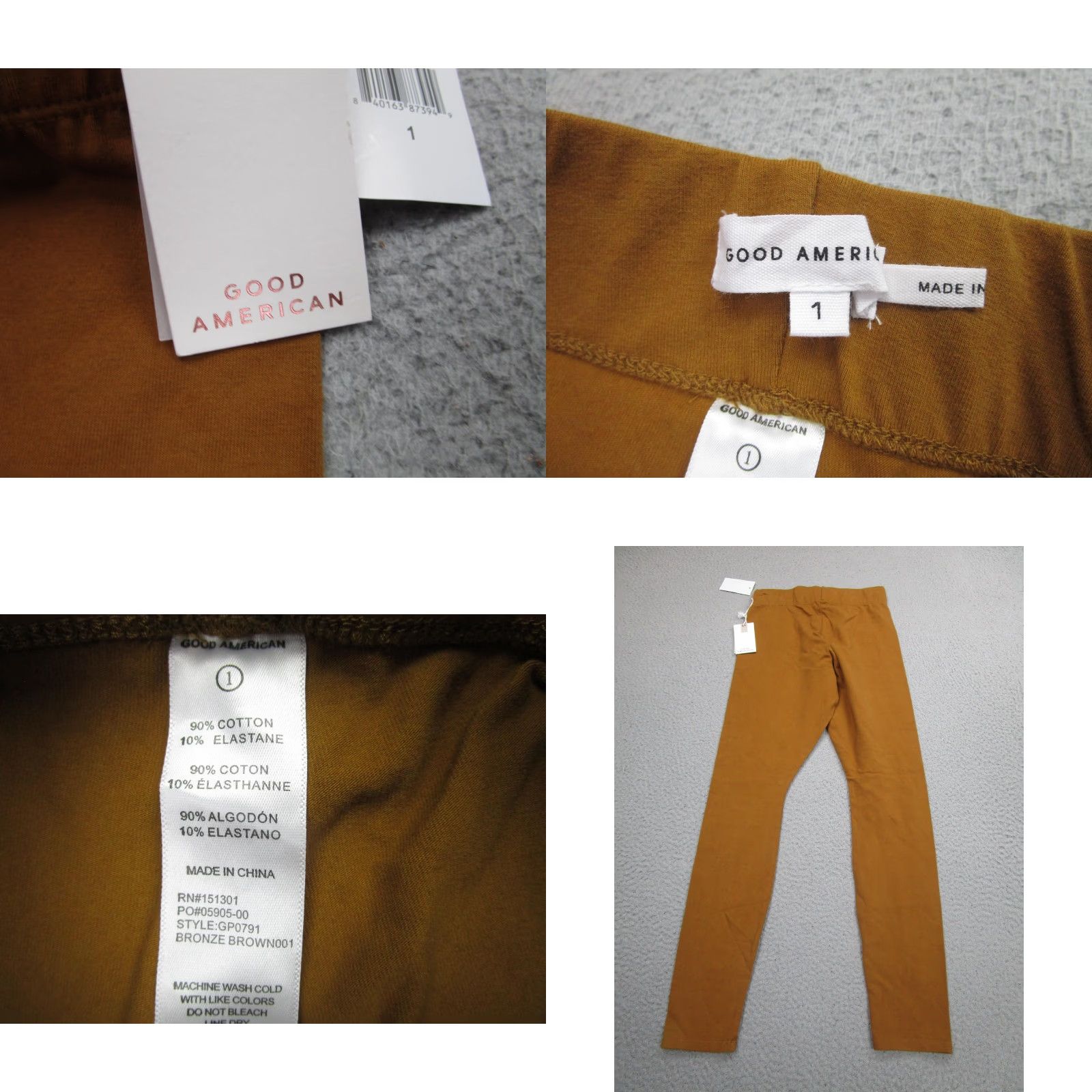 Good American Good American Women's Lounge Leggings Size 1 Brown Cotton Spandex High Rise Quick Dry Activewear Size 25" / US 0 / IT 36 - 8 Thumbnail