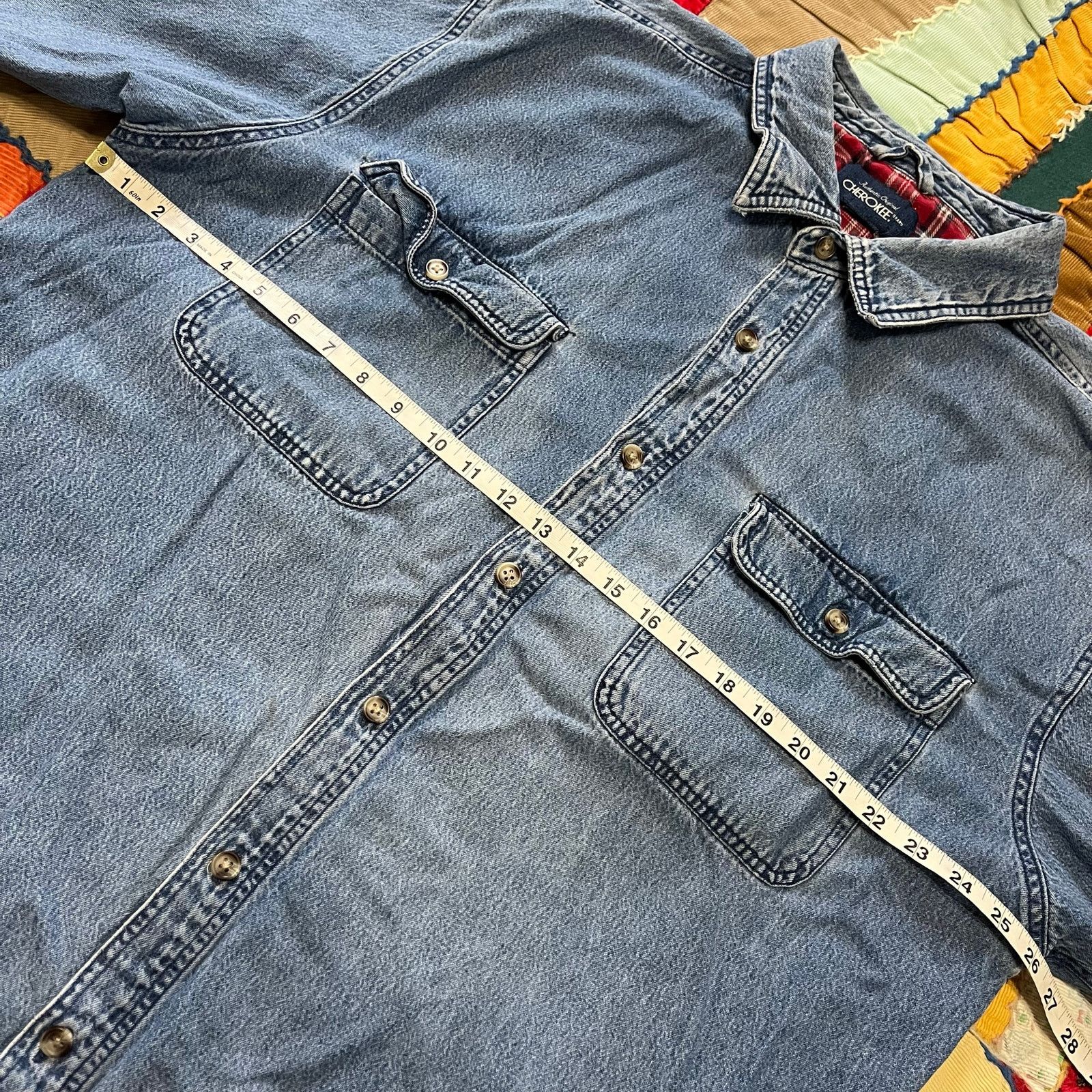 Cherokee Vintage Cherokee Red Plaid Lined Denim Button Up Jacket XL Size US XL / EU 56 / 4 - 5 Thumbnail