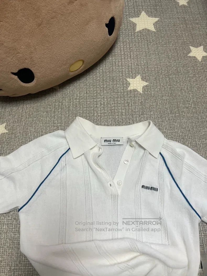 Miu Miu Miu Miu Size S Knitted color matching Polo short sleeves Size S / US 4 / IT 40 - 2 Thumbnail