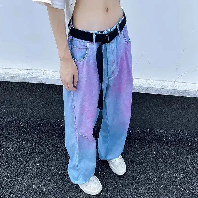 Japanese Brand Retro loose gradient rainbow straight leg jeans Size US 32 / EU 48 - 2 Thumbnail