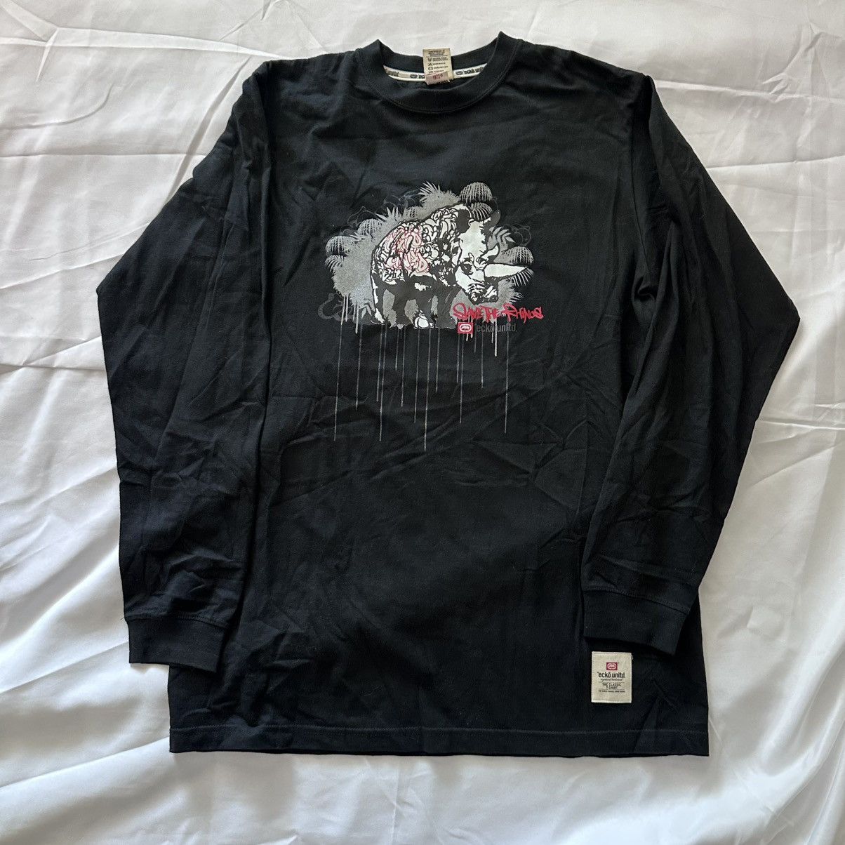 Ecko Unltd. Size L: Ecko Unltd Graphic Rhino Vintage Long Sleeve Tee Y2K Size US L / EU 52-54 / 3 - 1 Thumbnail