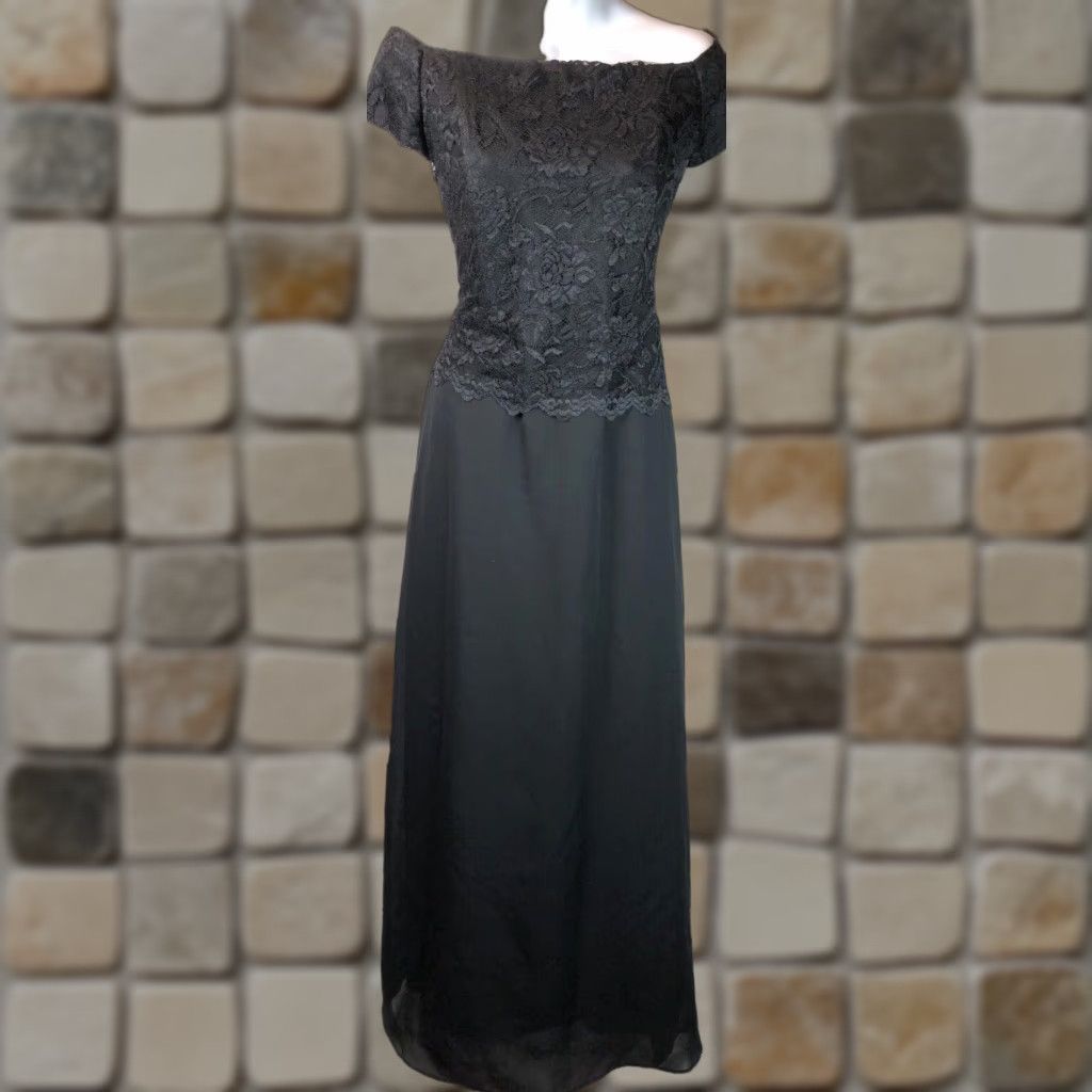chadwicks formal dresses Dress Evening Gown 6 Blk Lace Off Shoulder Cocktail Wedding Brand Chadwicks Black Maxi category-Shop