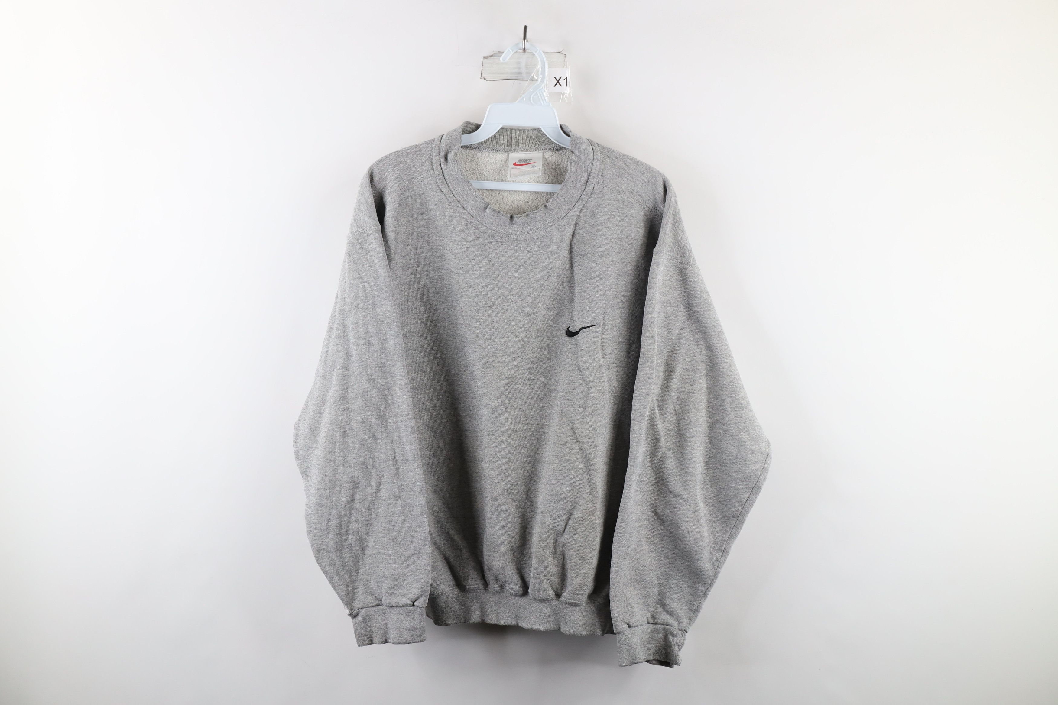 image of 90's Nike Scott Mini Swoosh Crewneck Sweatshirt Usa in Grey, Men's (Size Medium)