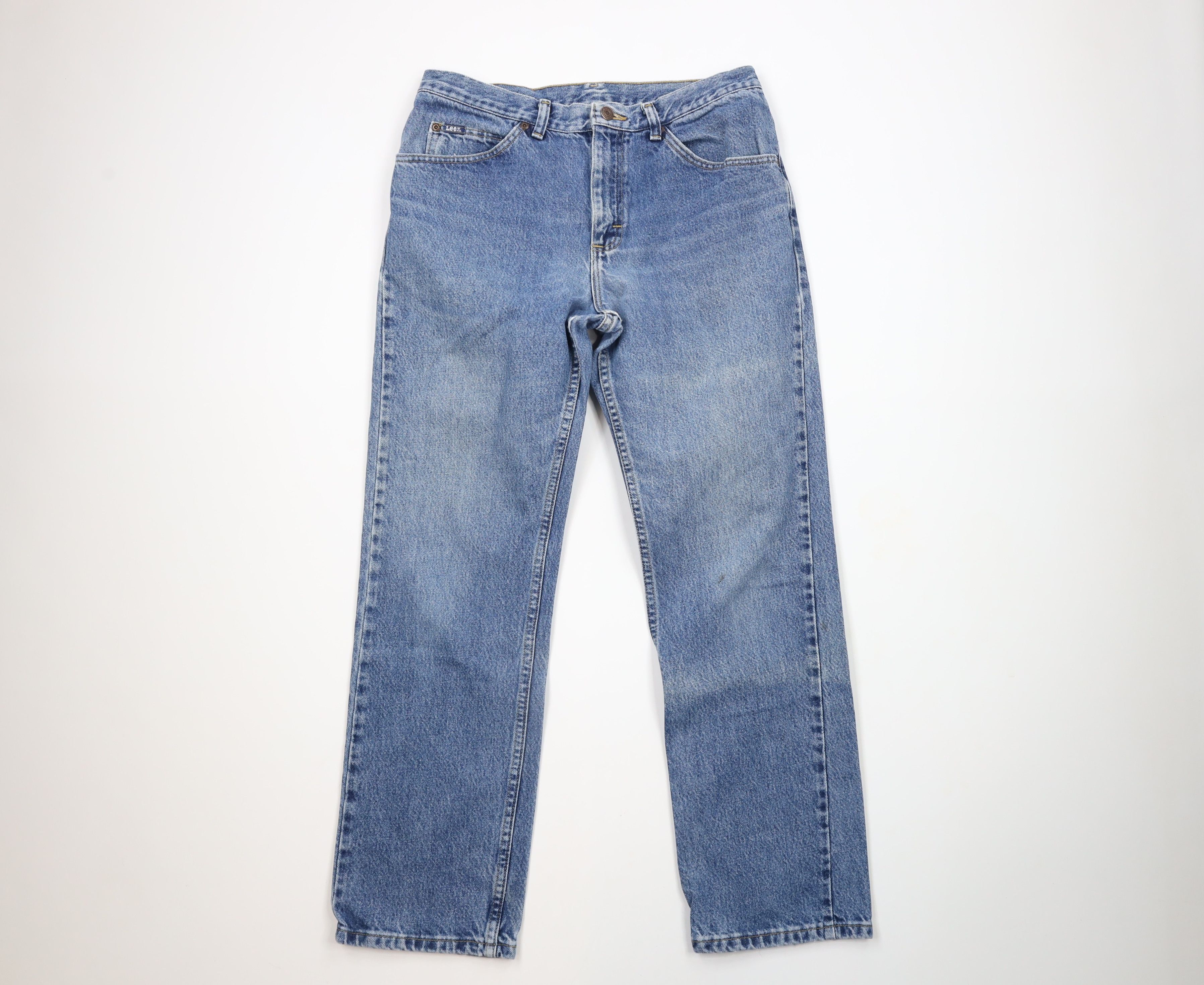 Lee × Vintage Vintage 90s Lee Jeans Straight Leg Denim Jeans Blue Cotton Size US 33 - 1 Thumbnail