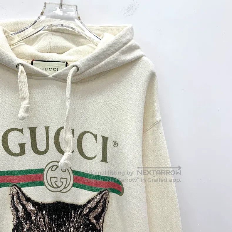 Gucci gucci Beige logo letter cat sequin cotton hooded drawstrin Size US XS / EU 42 / 0 - 3 Thumbnail