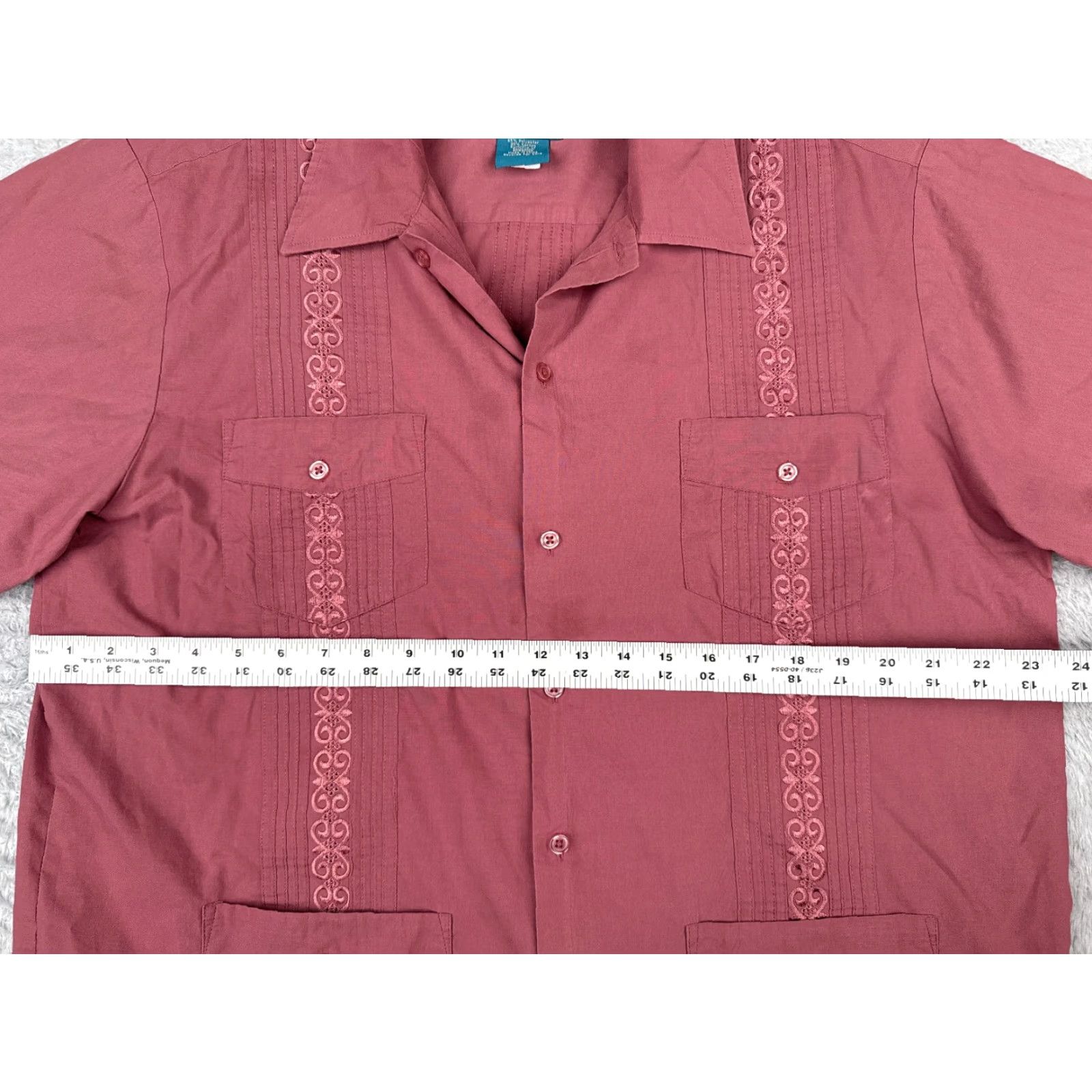 Vintage TropiCool Guayabera Shirt Adult Extra Large Red Polyester Blend 4 Pocket READ Size US XL / EU 56 / 4 - 7 Thumbnail