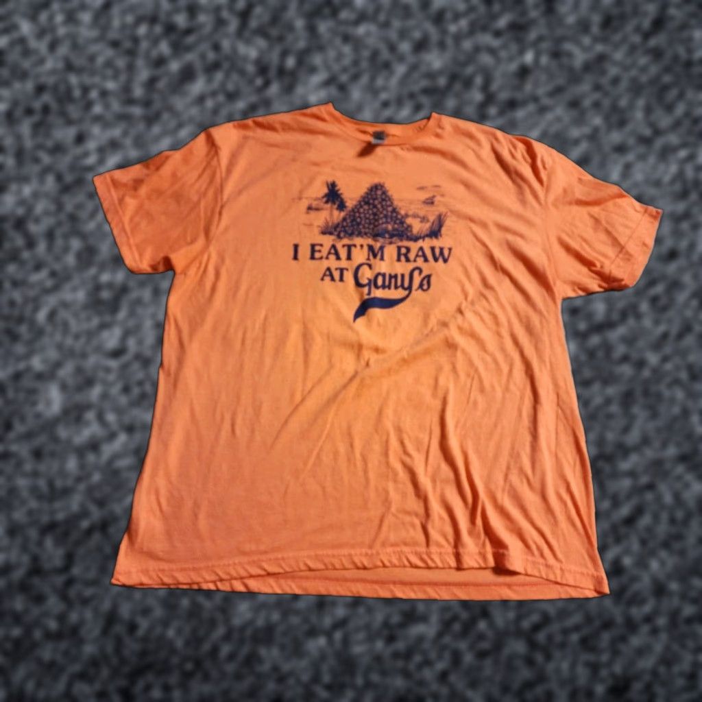Gildan Mens 2XL Gary's Oyster Bar T Shirt Double Sided Lake Alfred FL Eat Em Raw Size US XXL / EU 58 / 5 - 1 Thumbnail