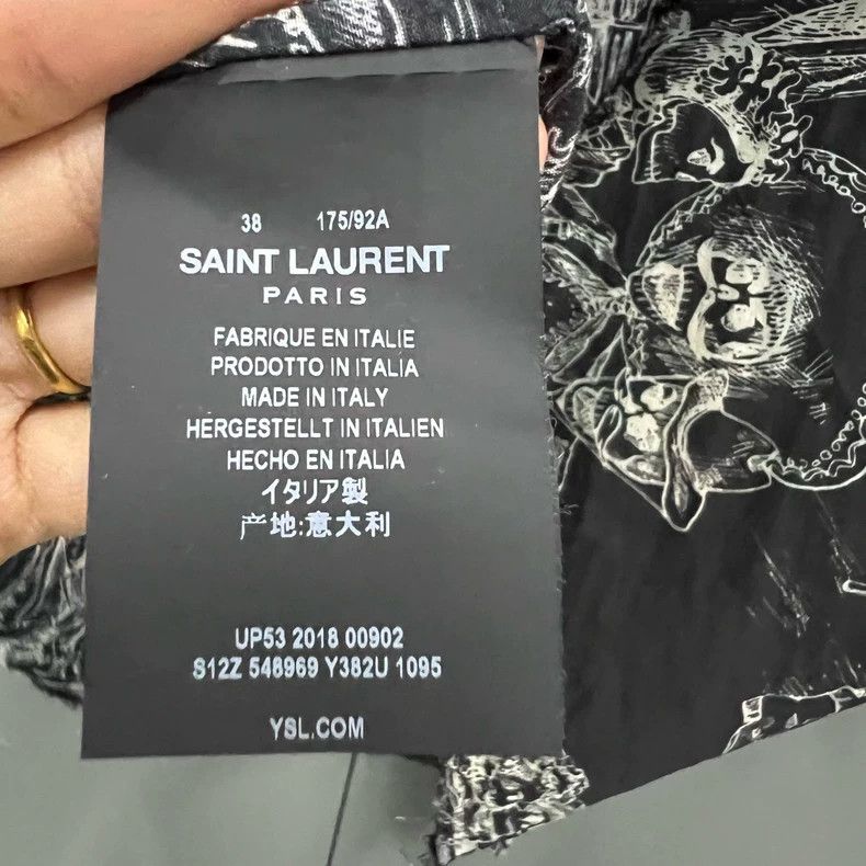 Saint Laurent Paris Saint Laurent Paris size 38 Skull Party Print Short Sleeve Size US M / EU 48-50 / 2 - 4 Thumbnail