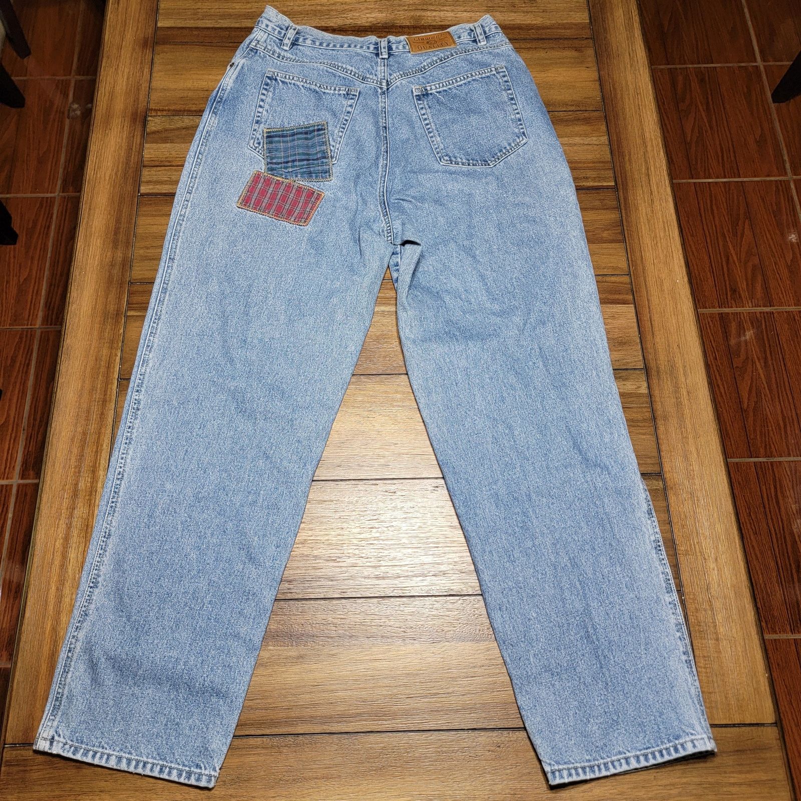 Liz Claiborne Liz Wear Straight Jeans w/ Patches & Button Fly - Size 14 Size 36" / US 14 / IT 50 - 5 Thumbnail