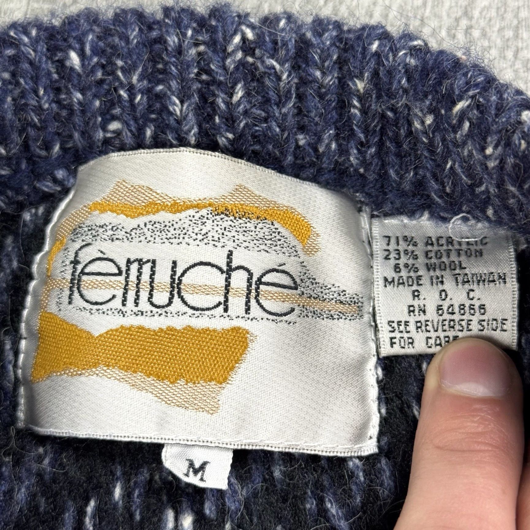 Vintage VINTAGE Ferruche Sweater Mens M Striped Heather Blue Black ACRYLIC BLEND 80s Size US M / EU 48-50 / 2 - 3 Thumbnail