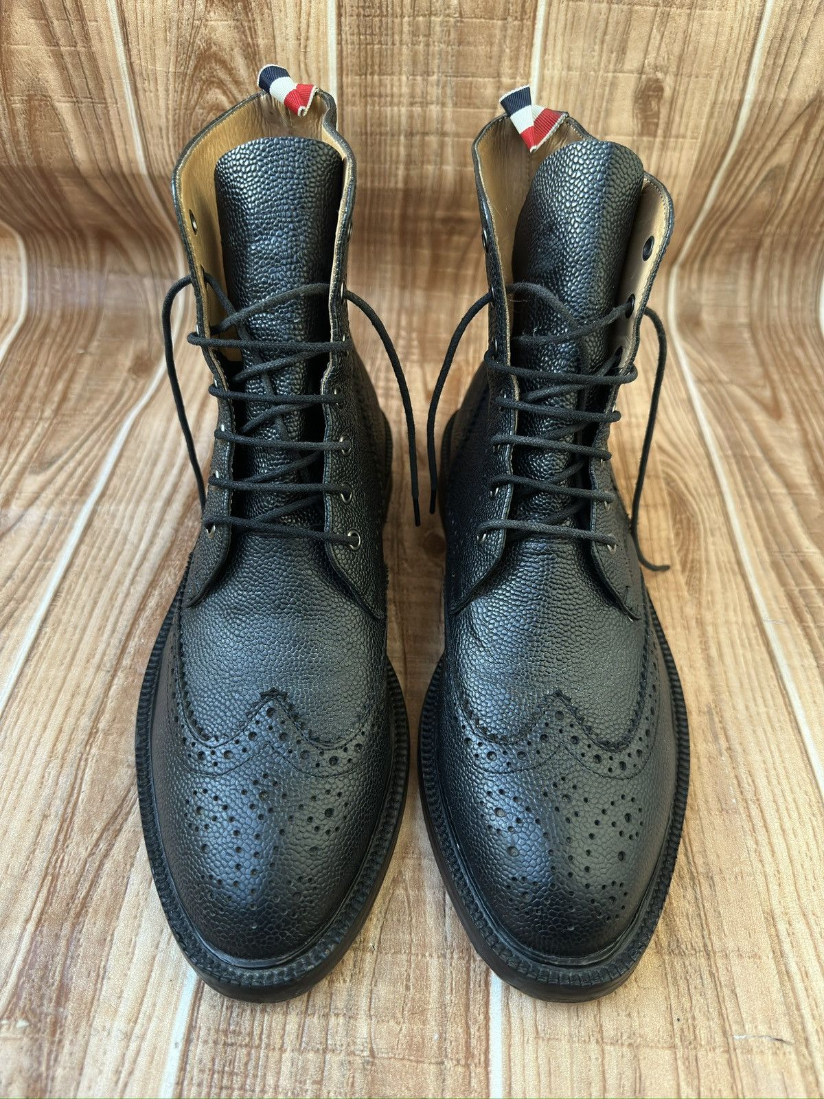 Thom Browne Thom Browne Pebble-Grain Leather Brogue Boots – Black Size US 8.5 / EU 41-42 - 3 Thumbnail