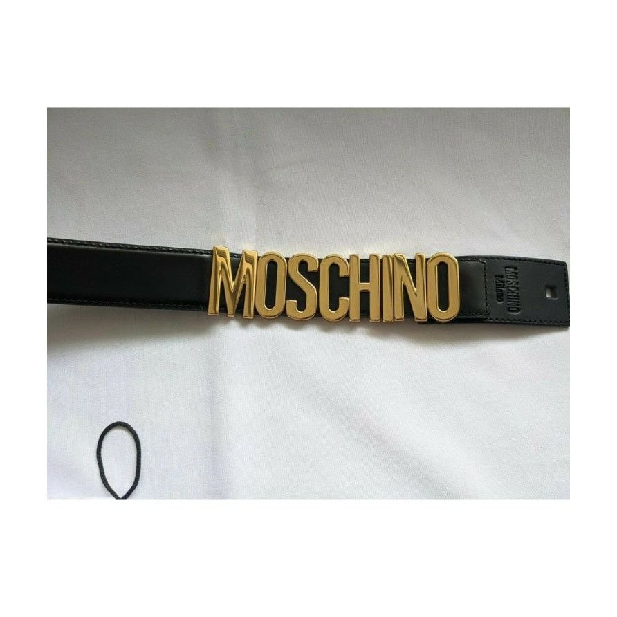 Moschino Moschino Couture Jeremy Scott SHINY LEATHER BELT GOLD LOGO Size ONE SIZE - 9 Thumbnail