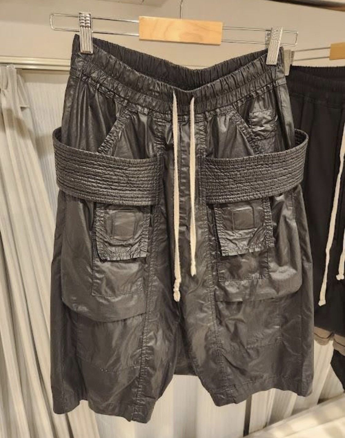 image of Rick Owens Drkshdw Waxed Shorts in Black, Men's (Size 30)