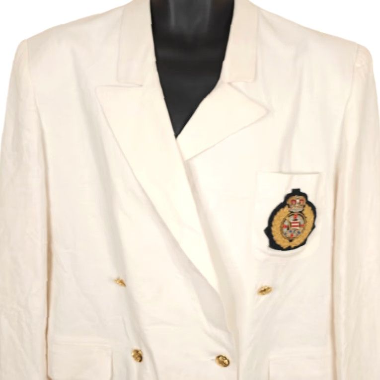 Vintage VINTAGE Rafaella Blazer Womens Size 14 White Double-Breasted 90s Navy NYK Line Shipping Company Theme Suit Jacket Size XL / US 12-14 / IT 48-50 - 2 Thumbnail