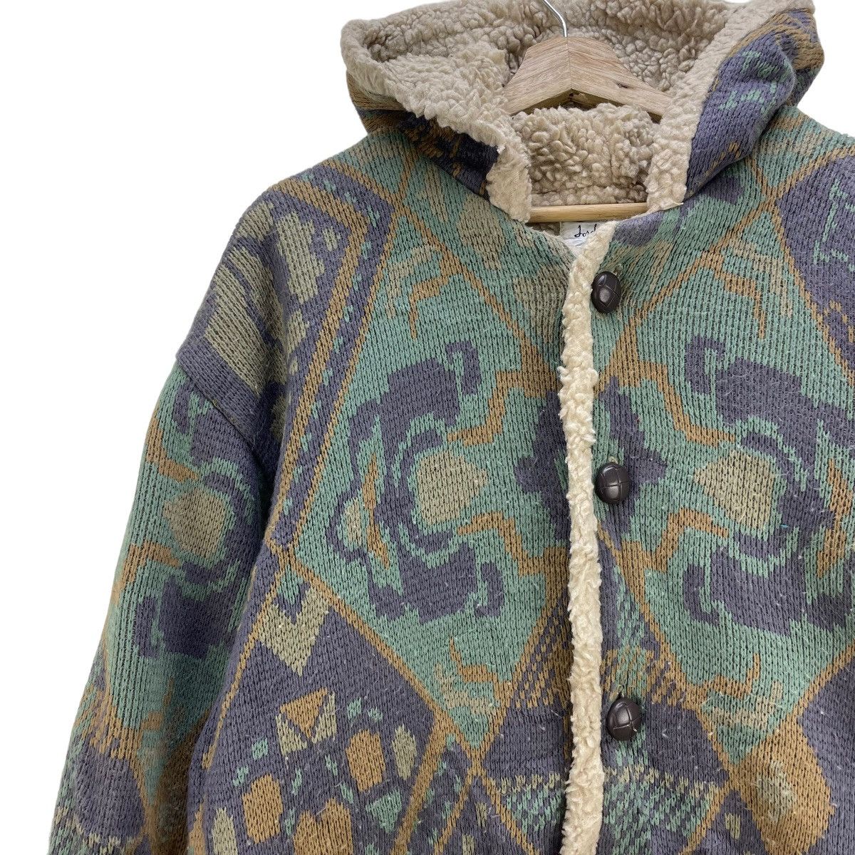 Native 🔥Vintage Aztec Shearling Hooded Jacket Size US M / EU 48-50 / 2 - 3 Thumbnail